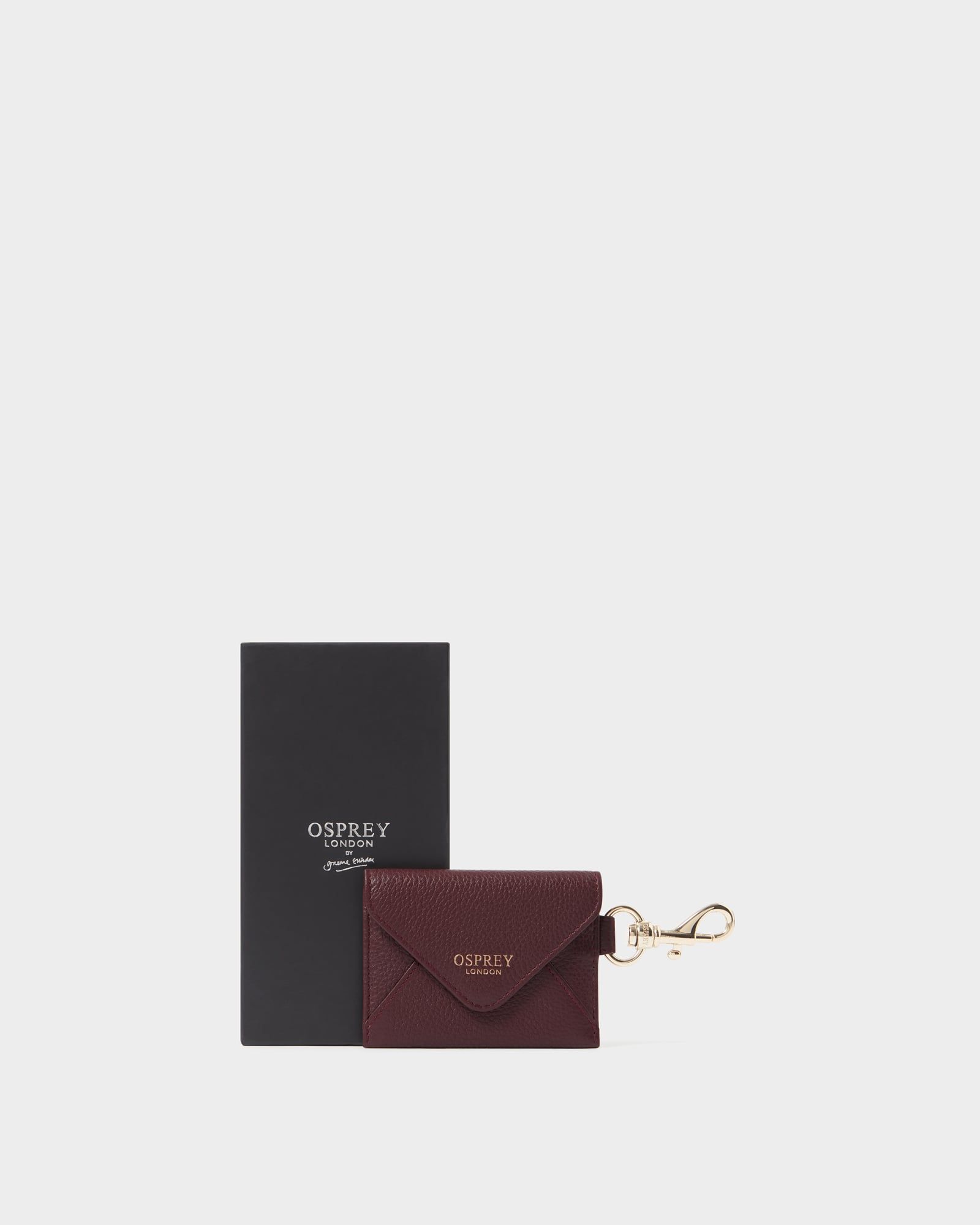 Image number 1 of The Envelope Card Holder Leather Keyring in Merlot