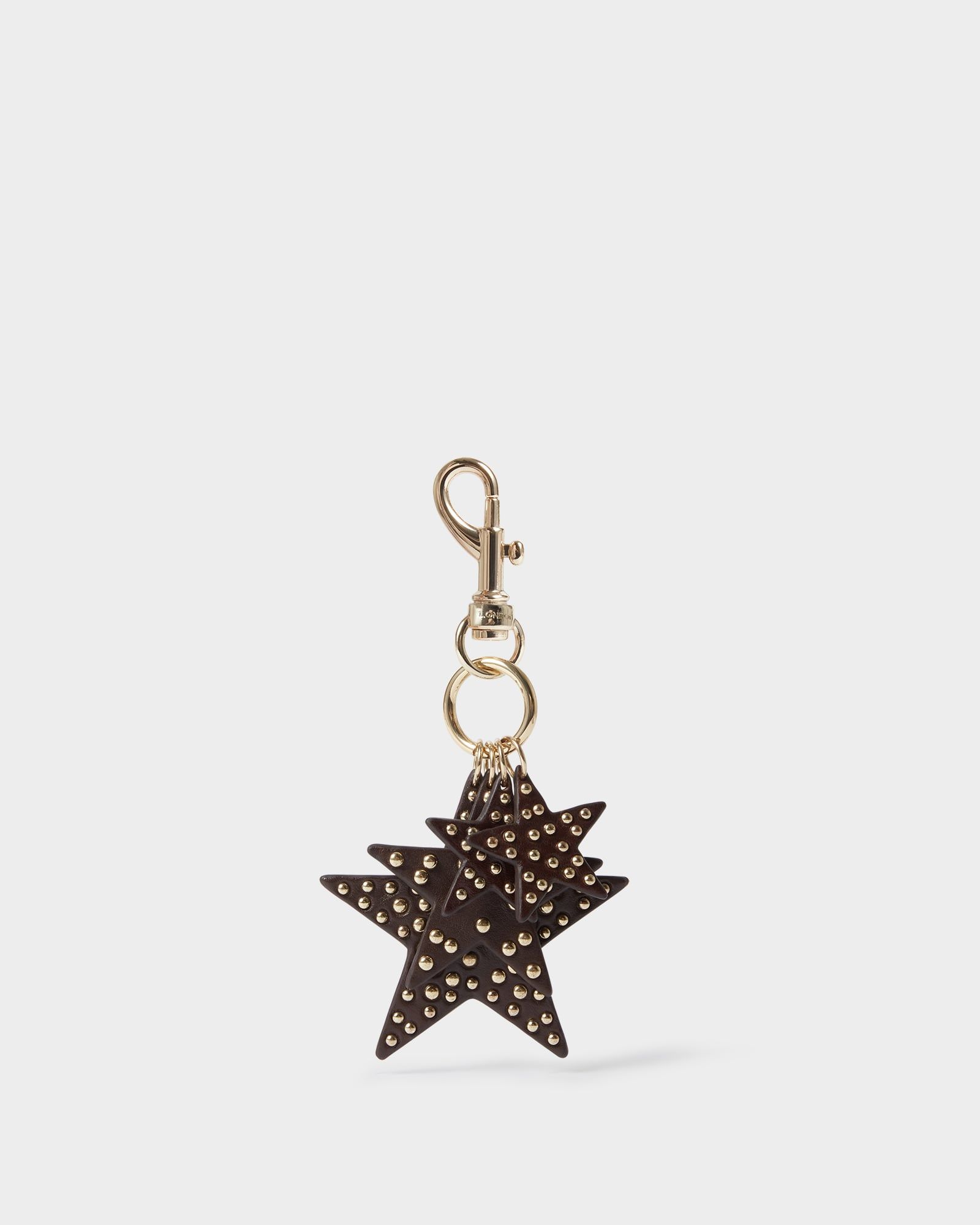 The Cluster Star Leather Keyring in Chocolate