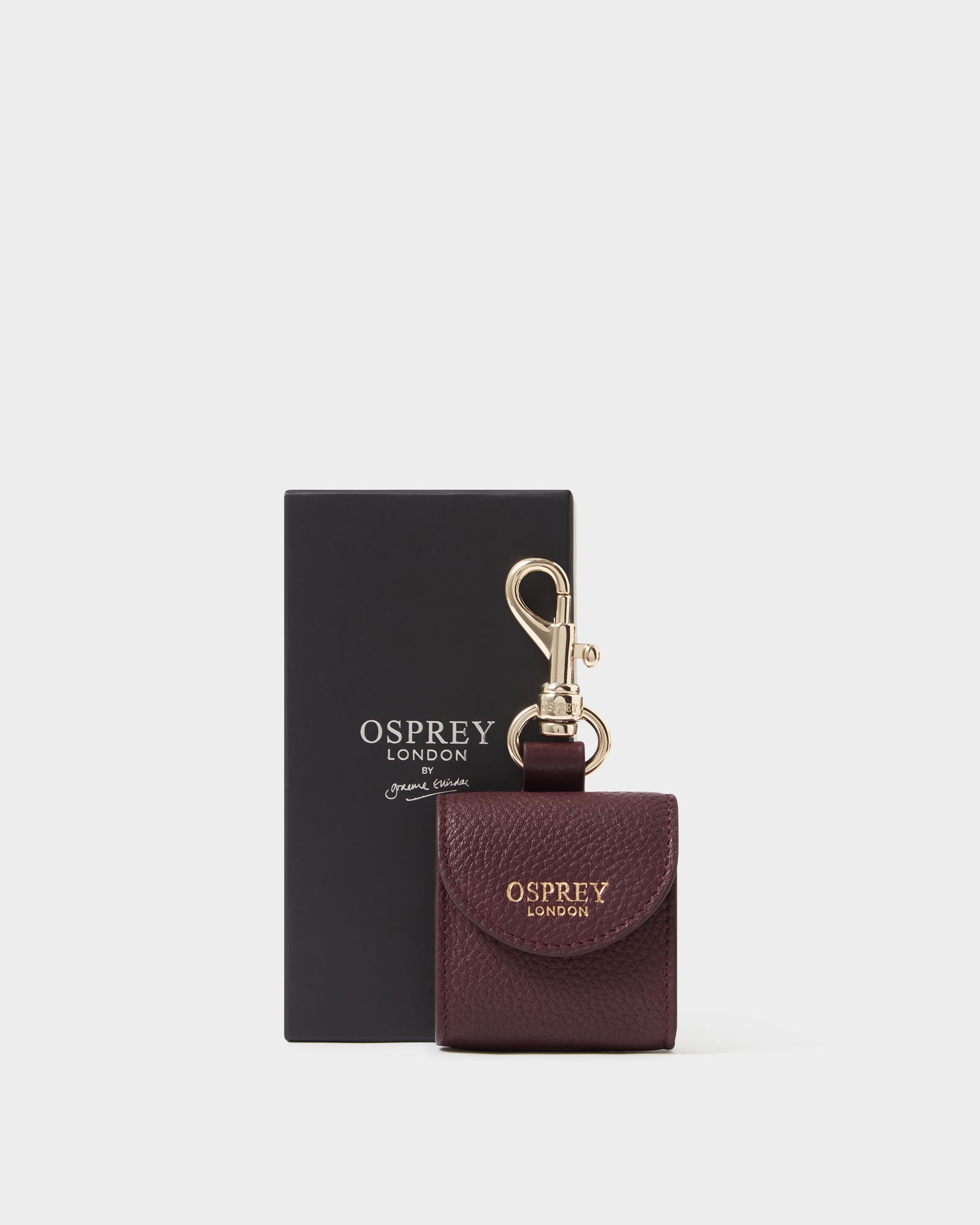 Image number 1 of The Leather AirPod Case Keyring in Merlot