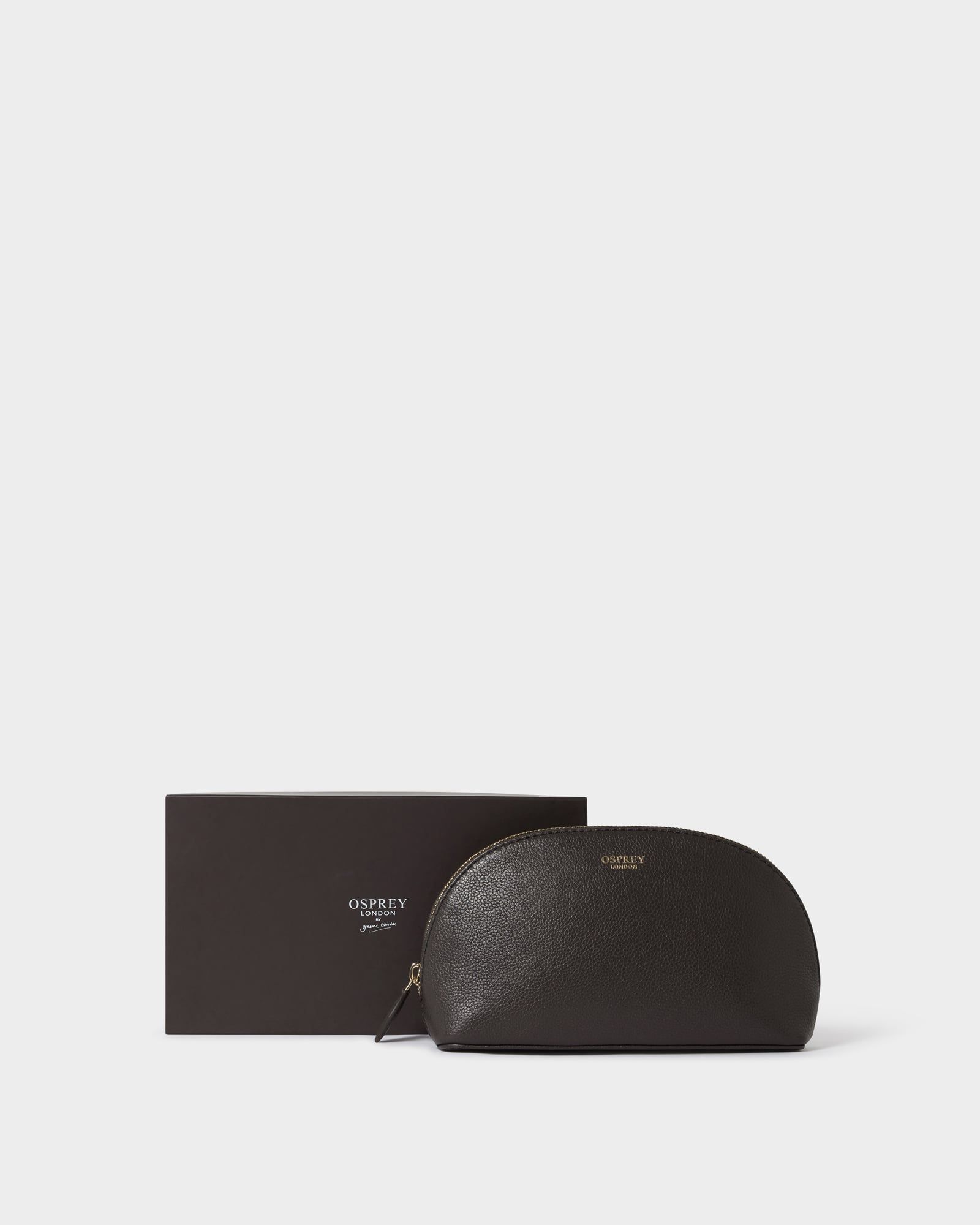 Image number 1 of The Poppy Leather Make Up Bag in Bitter Chocolate
