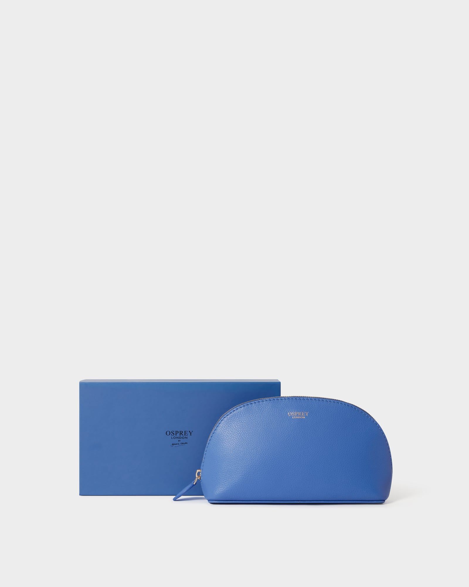 Image number 1 of The Poppy Leather Make Up Bag in Cornflower