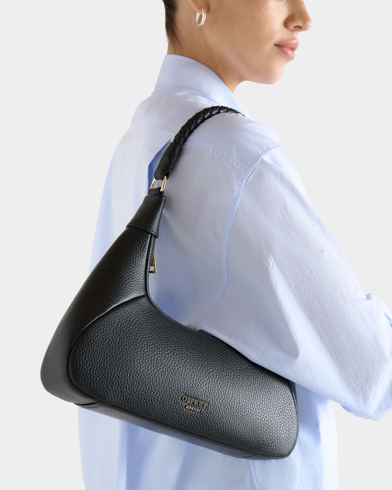 Image number 1 of The Crescent Leather Shoulder Bag in Black