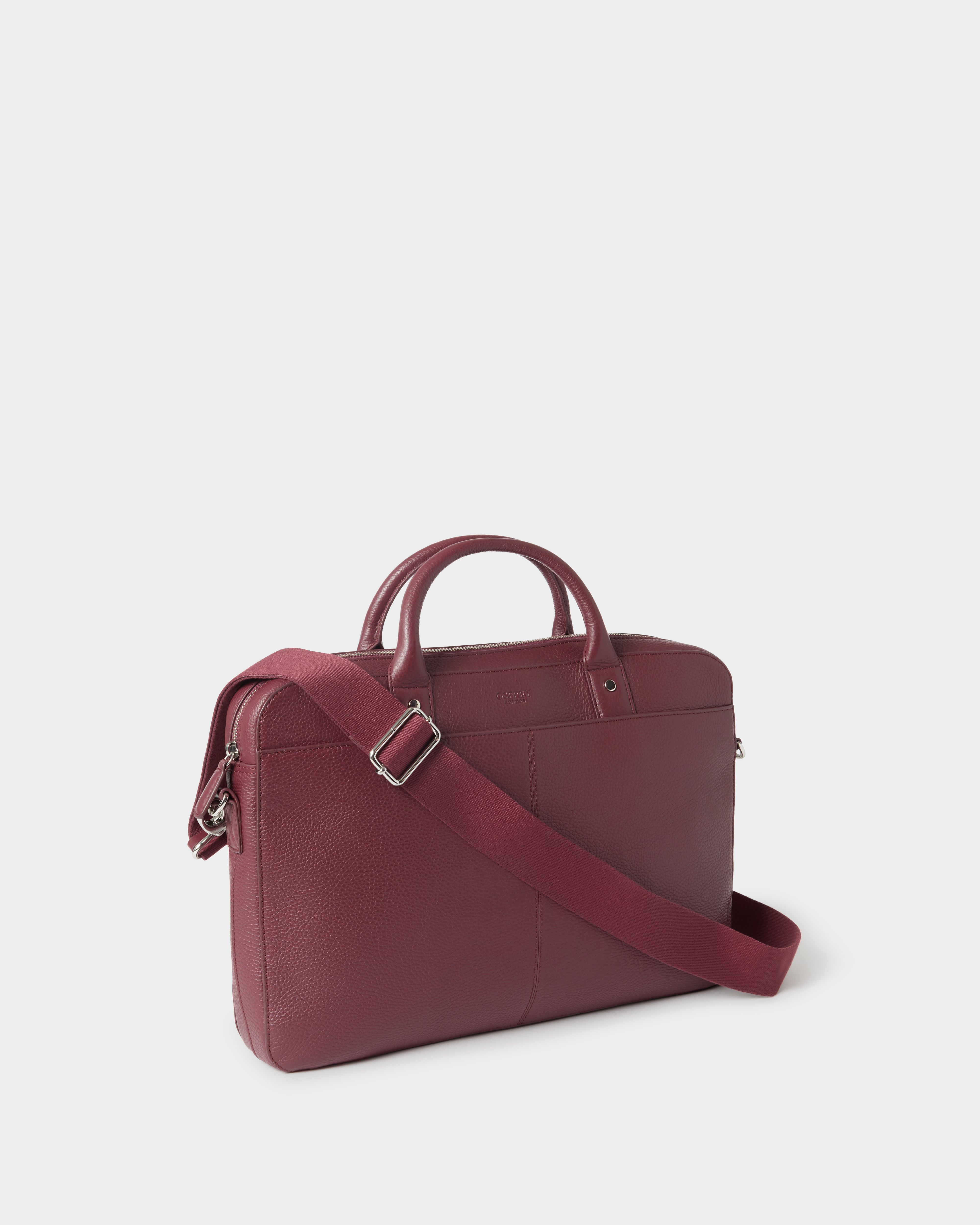 Image number 2 of The Jacob Leather Laptop Case in Merlot