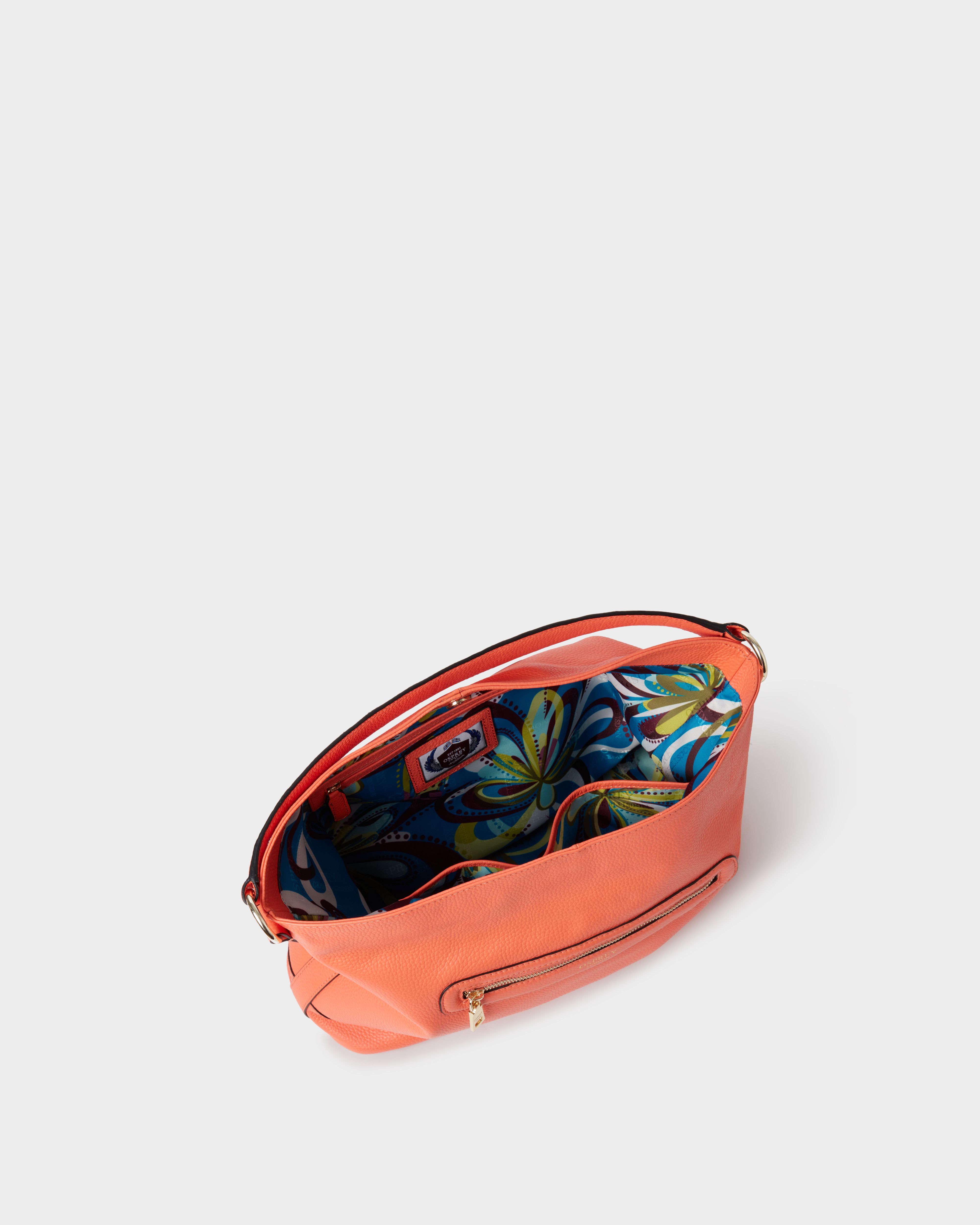 Image number 4 of The Hendrix Leather Large Hobo in Coral
