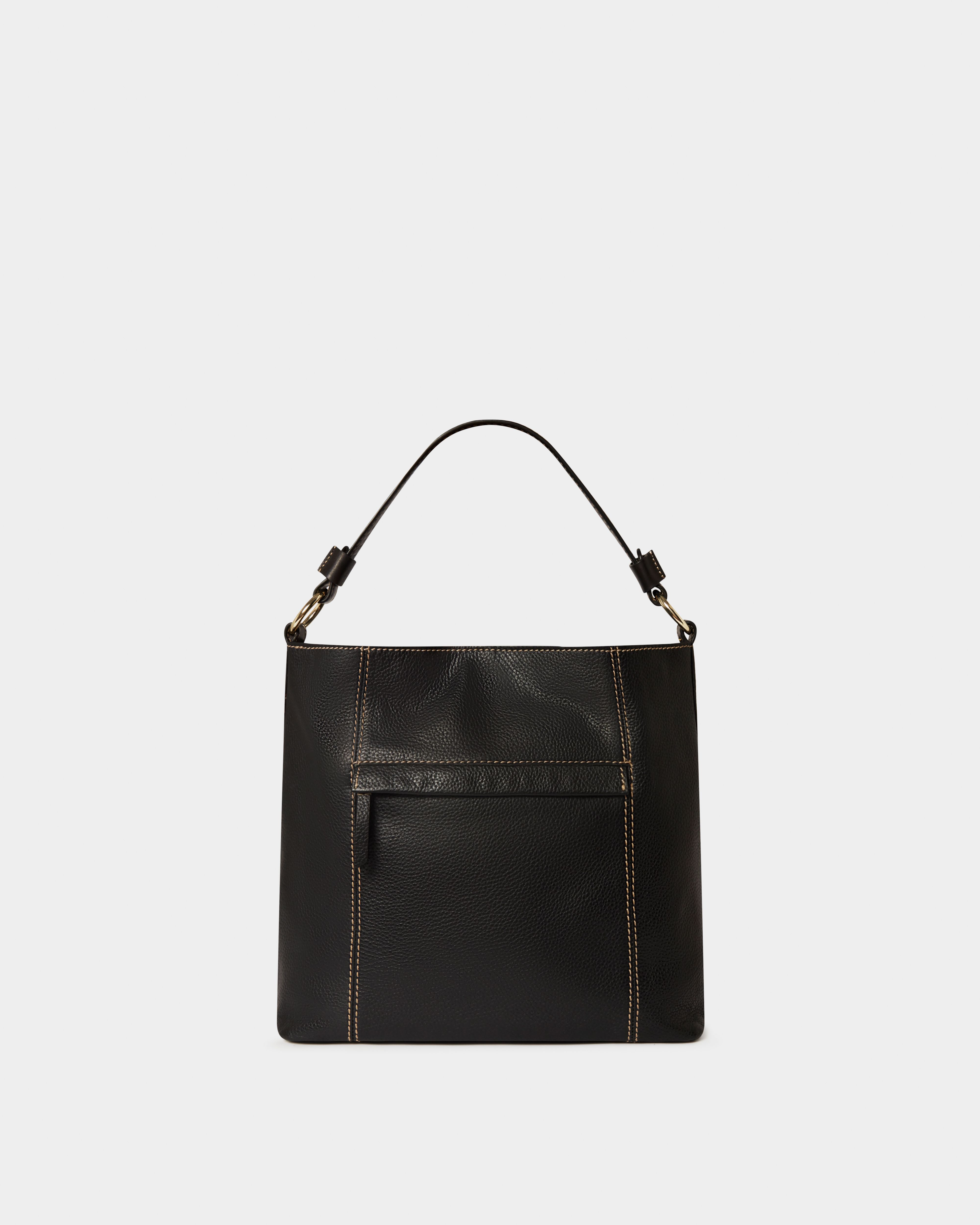 Image number 4 of The Savanna Leather Hobo in Black