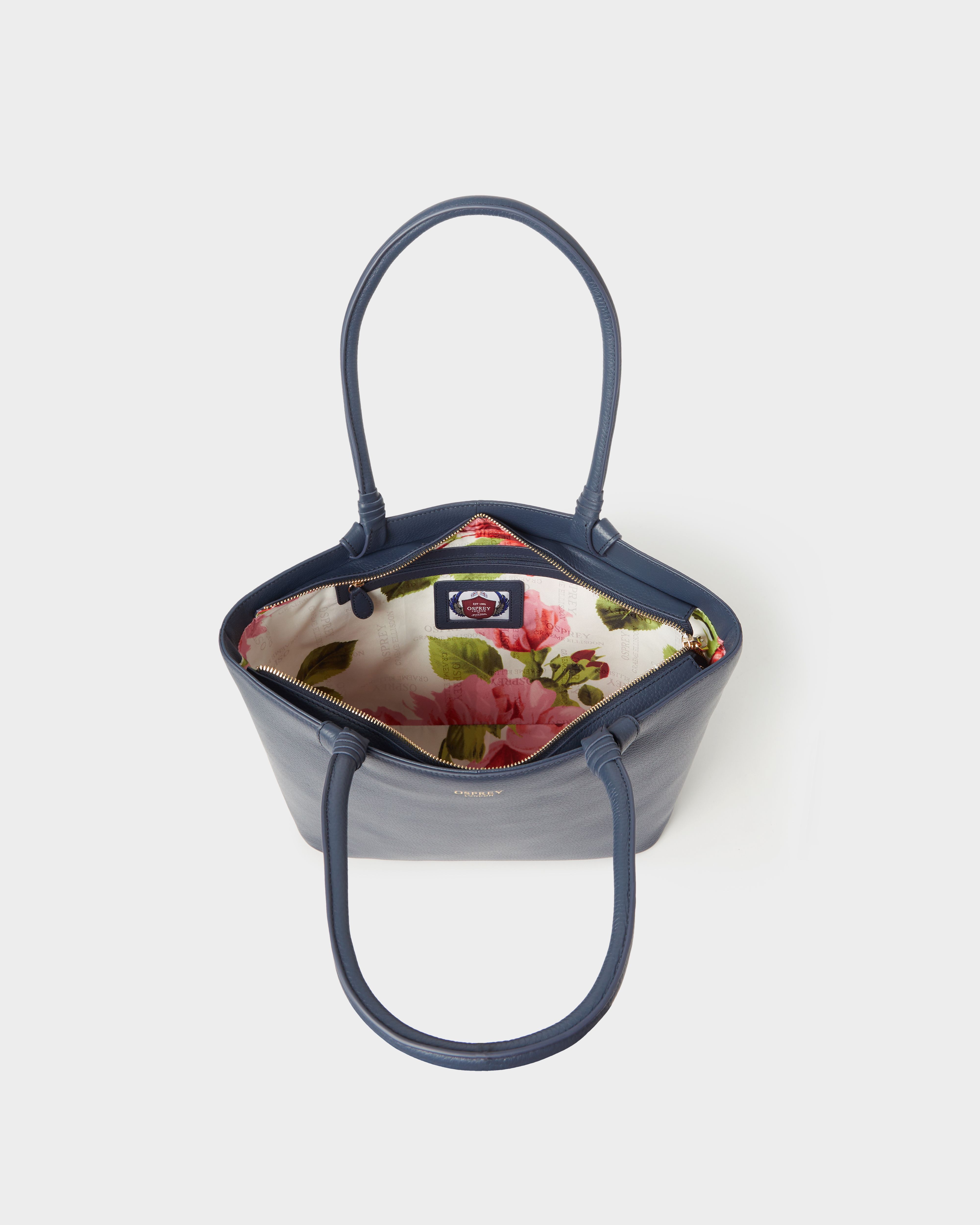 Image number 3 of The Collier Leather Tote in Navy