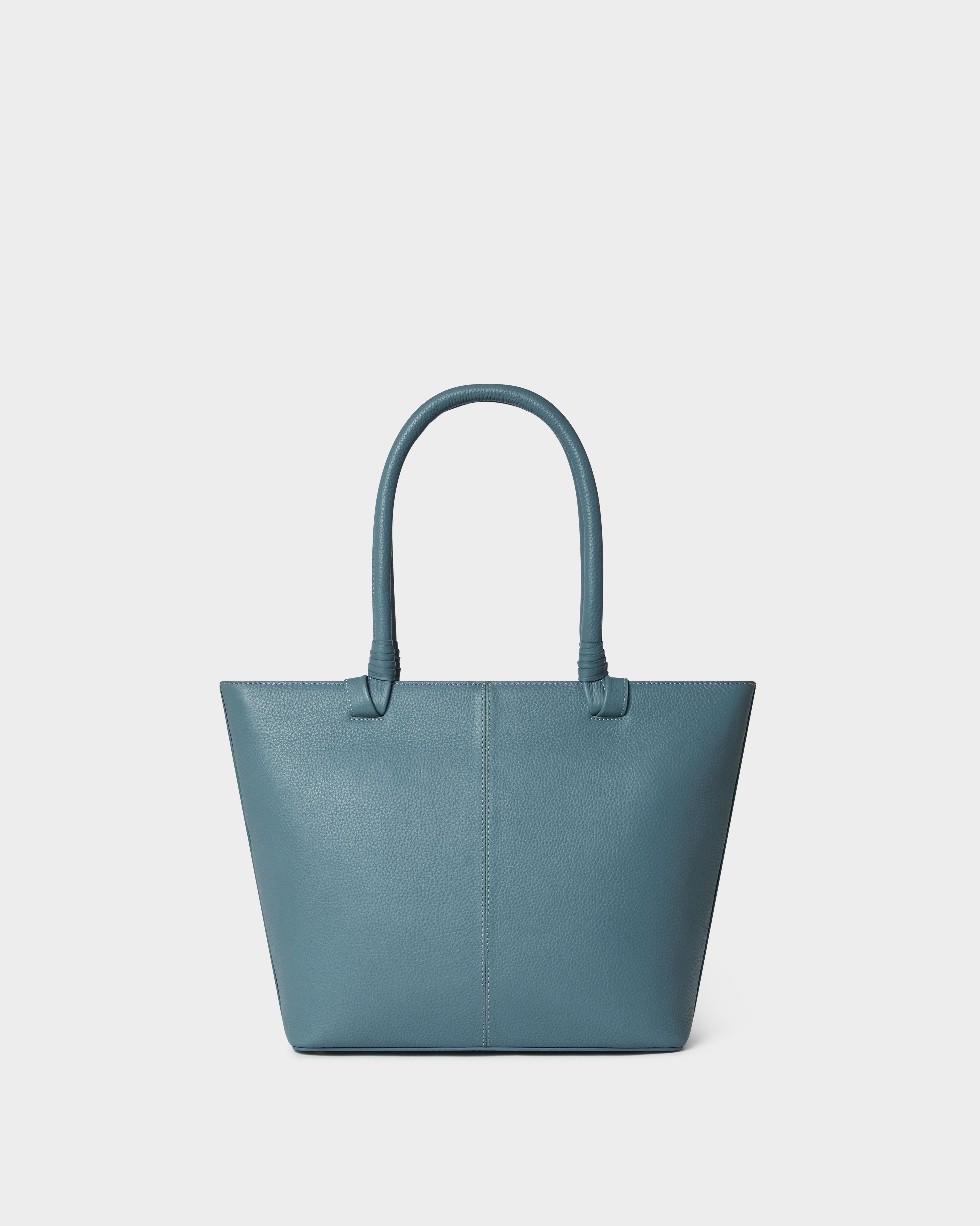 Image number 4 of The Collier Leather Tote in Light Teal