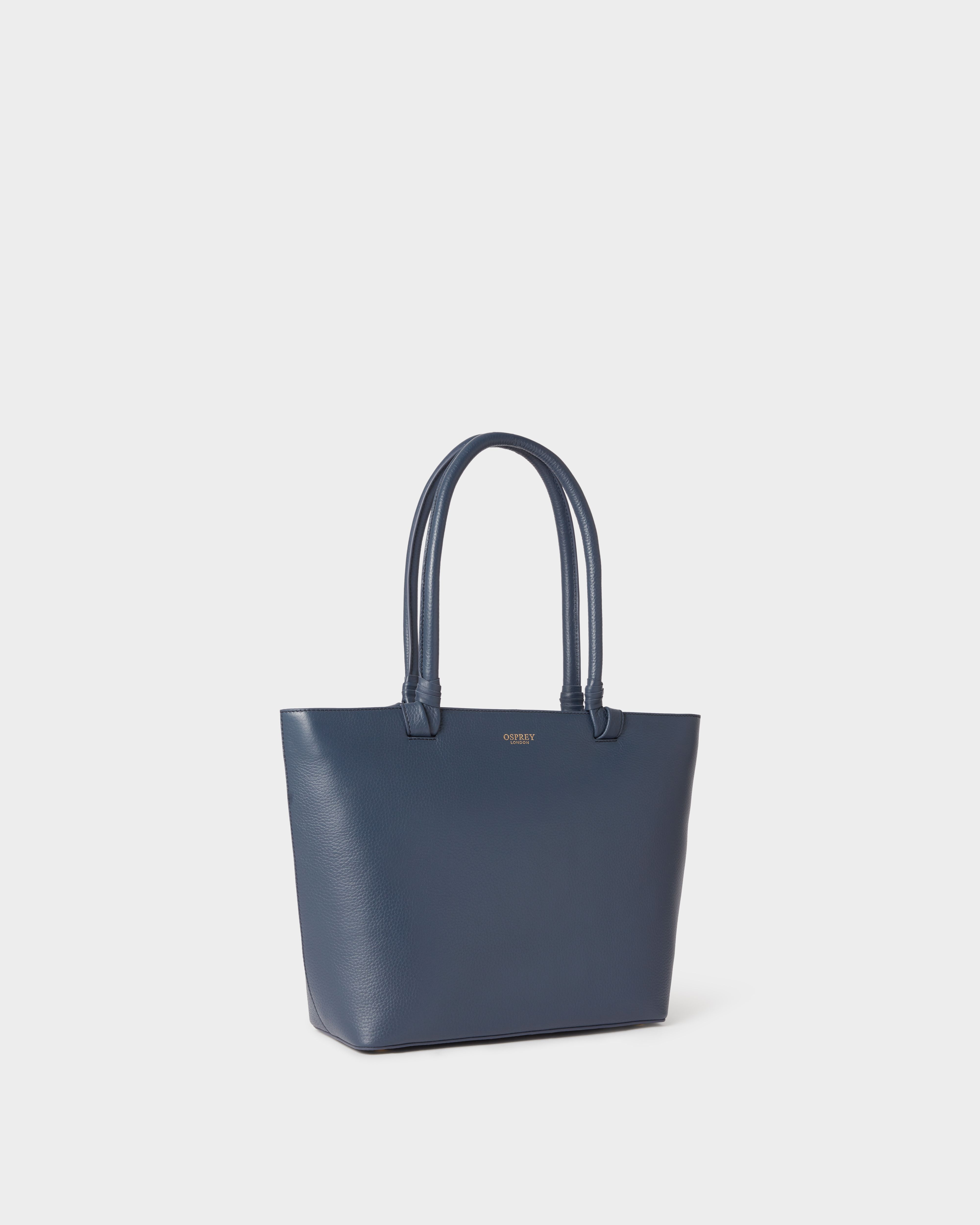 Image number 2 of The Collier Leather Tote in Navy