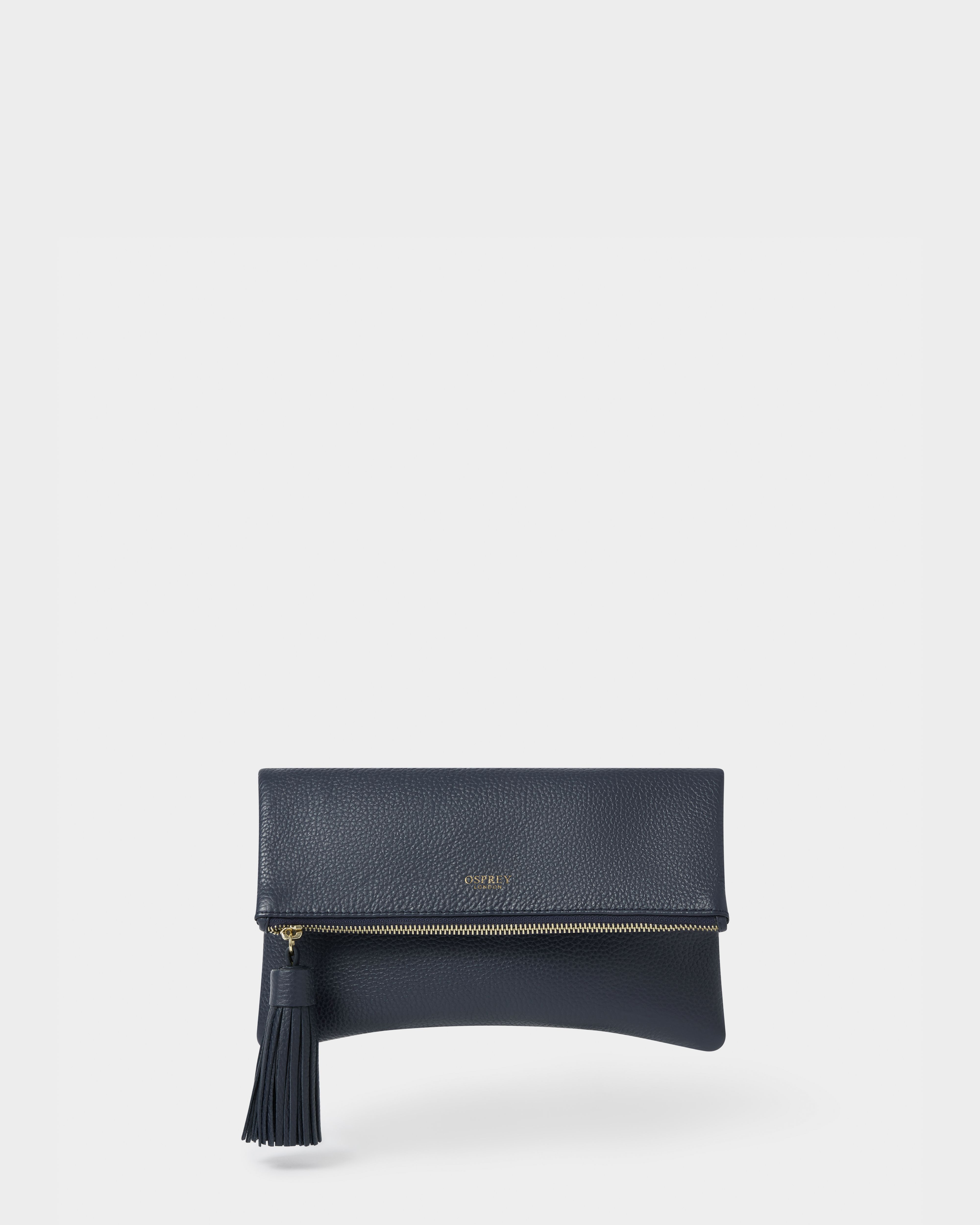 Image number 1 of The Bexley Leather Clutch in Navy