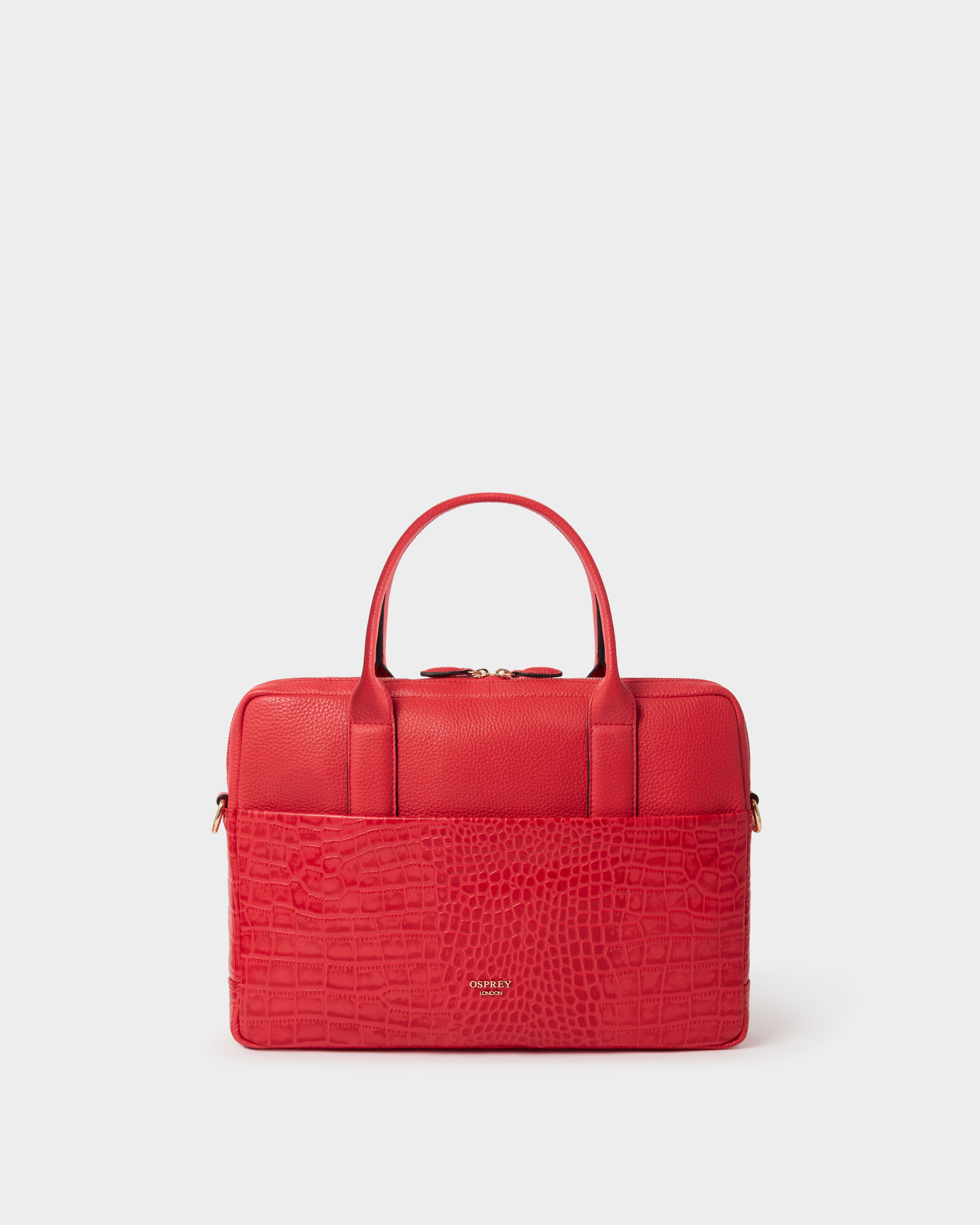 Image number 2 of The Kellie Leather Laptop Bag in Red