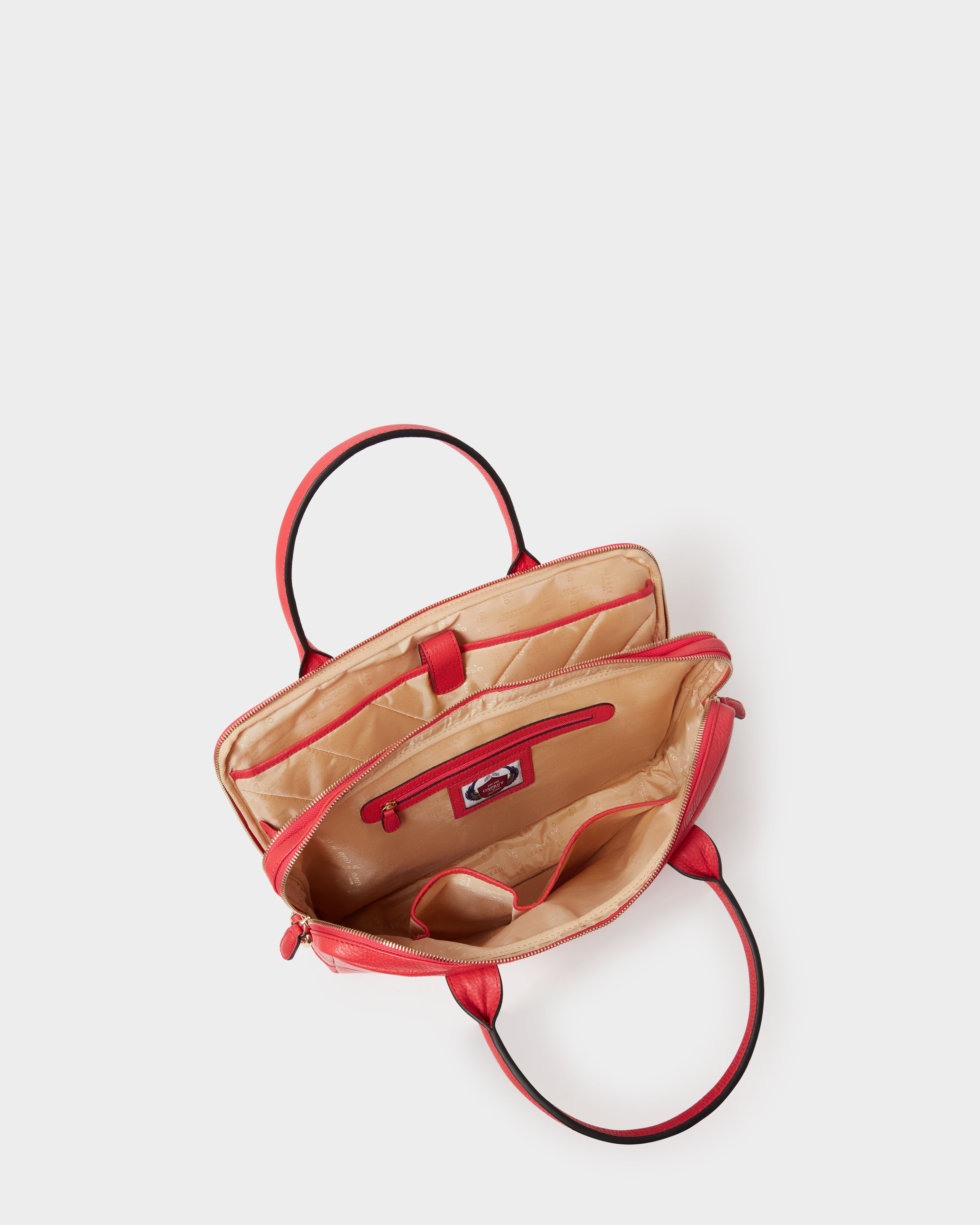 Image number 4 of The Kellie Leather Laptop Bag in Red