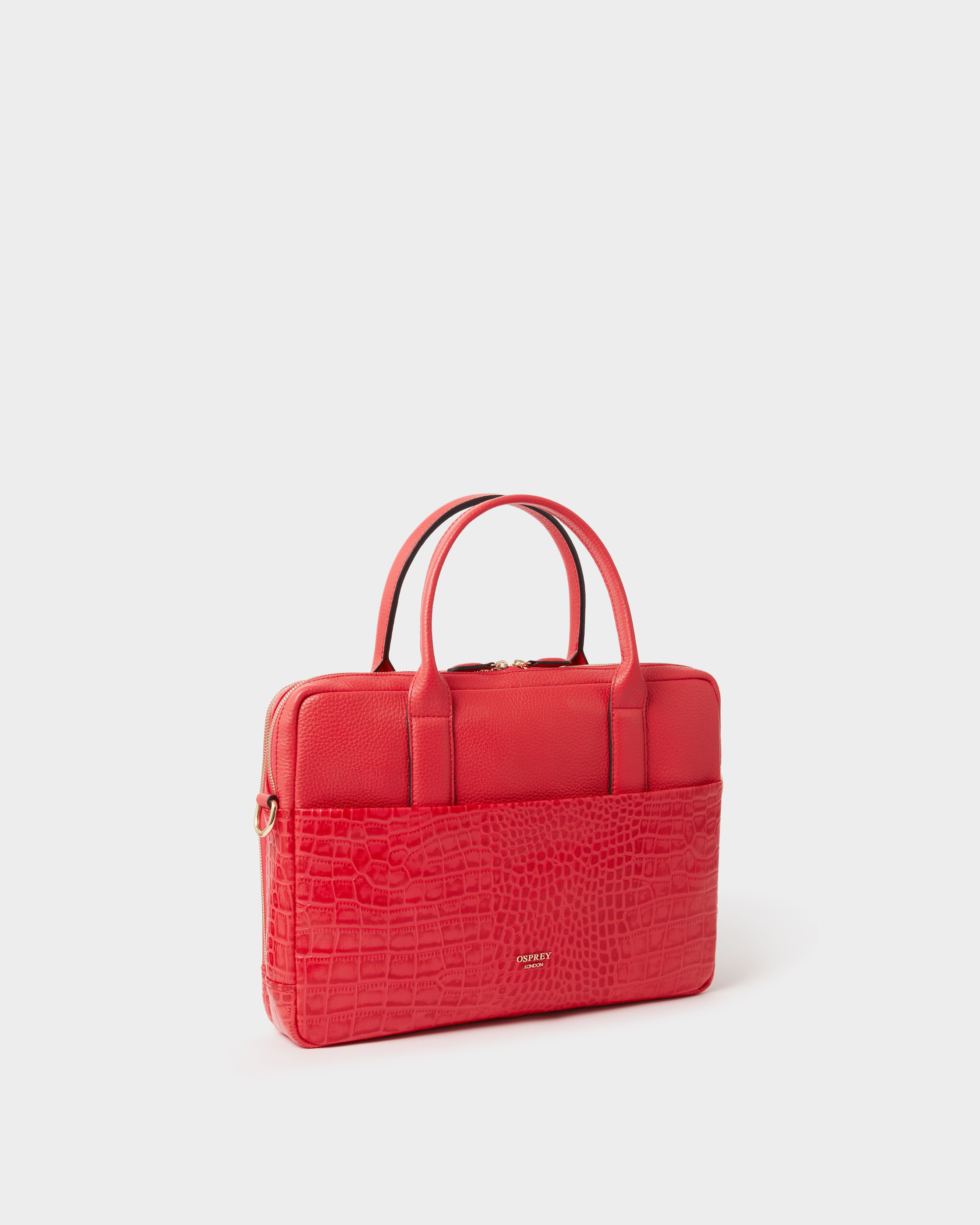 Image number 3 of The Kellie Leather Laptop Bag in Red
