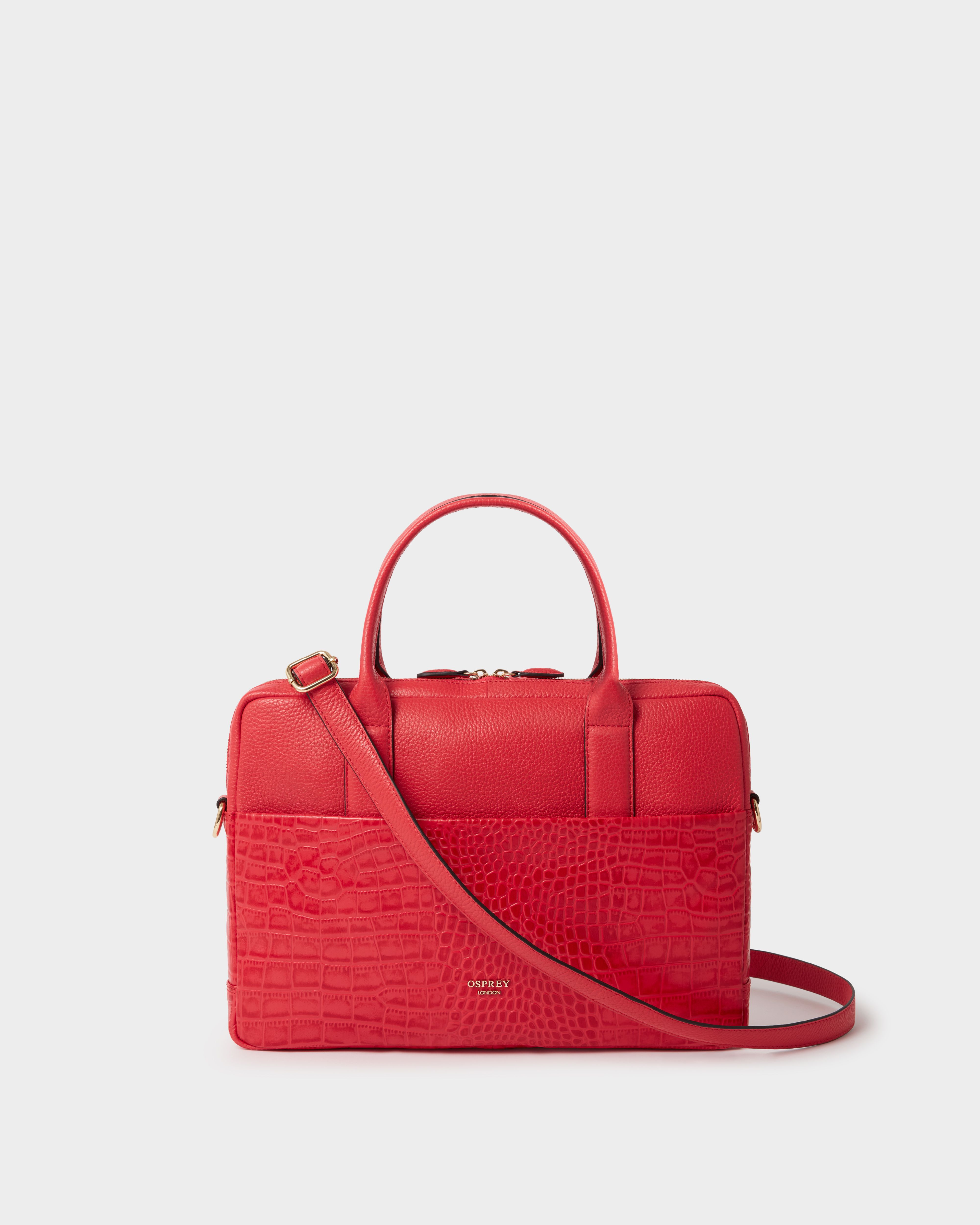 Image number 1 of The Kellie Leather Laptop Bag in Red
