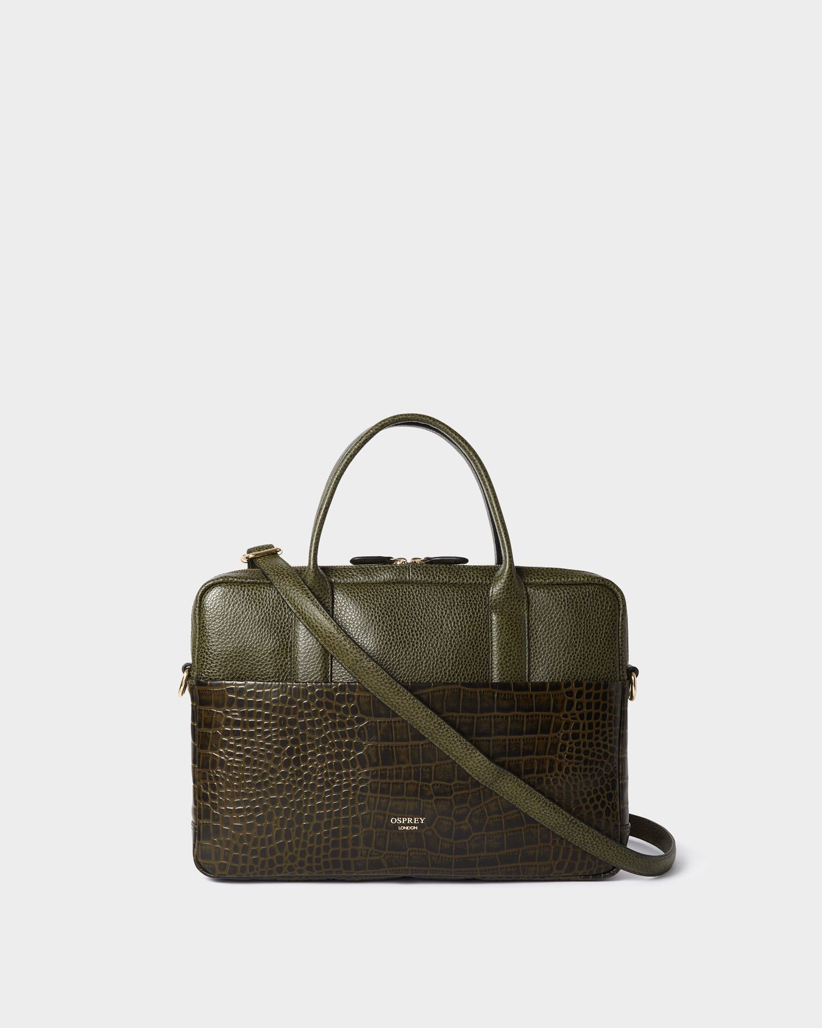 Image number 1 of The Kellie Leather Laptop Bag in Dark Olive