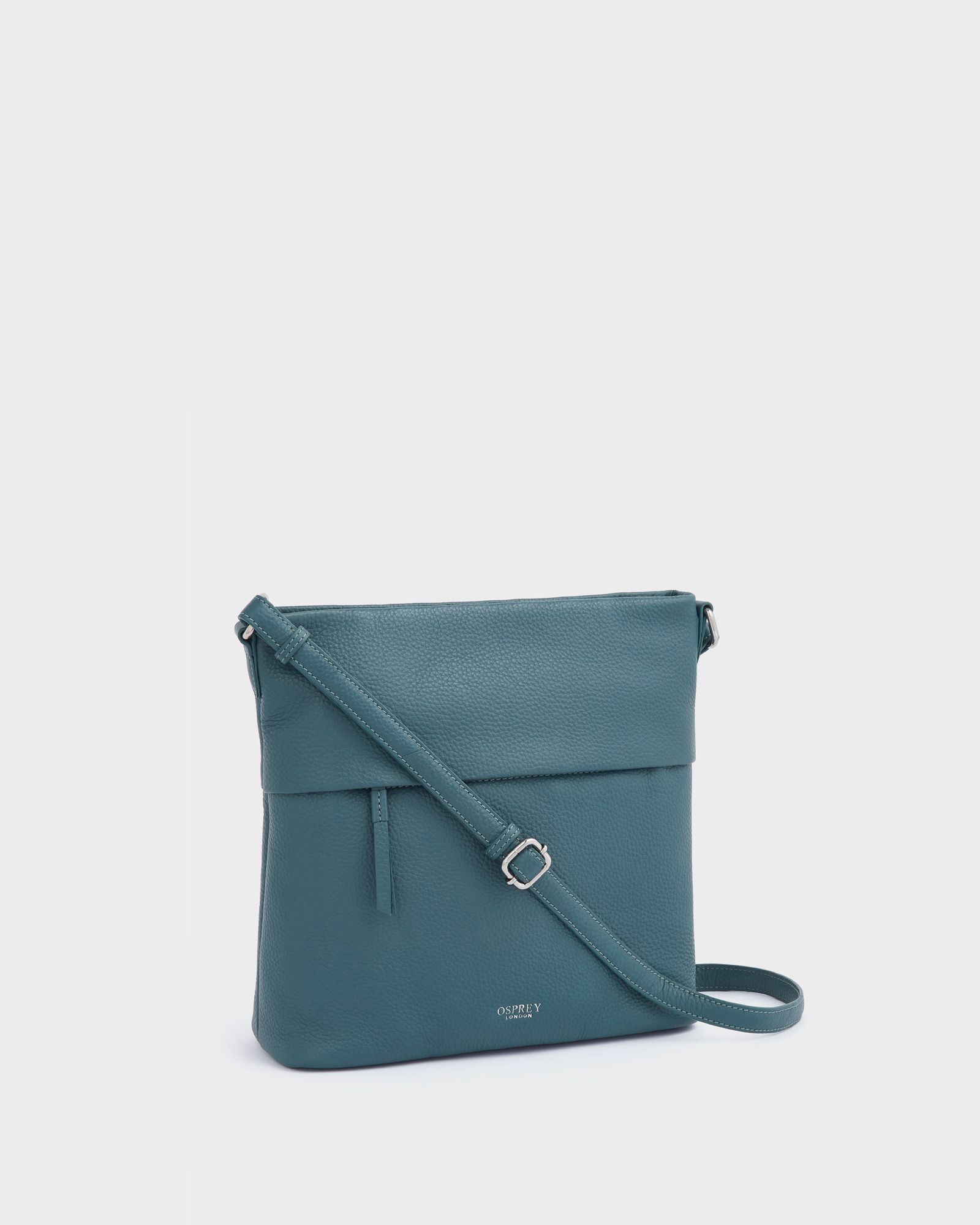 Image number 2 of The Lyra Leather Crossbody in Teal
