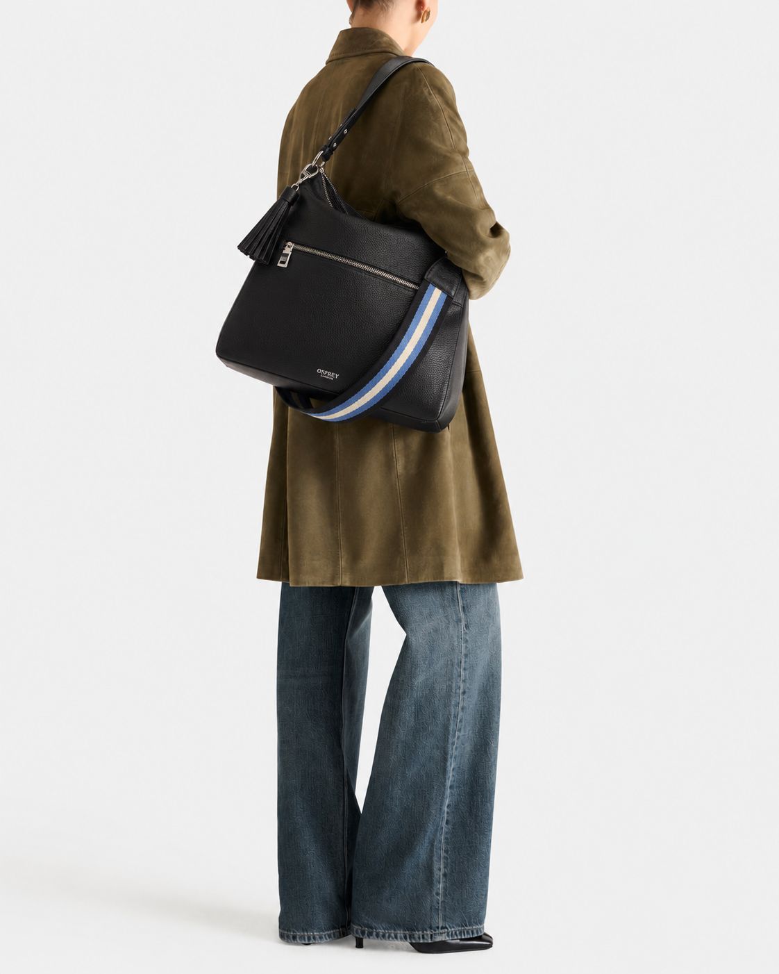 The Stella Leather Hobo in Black