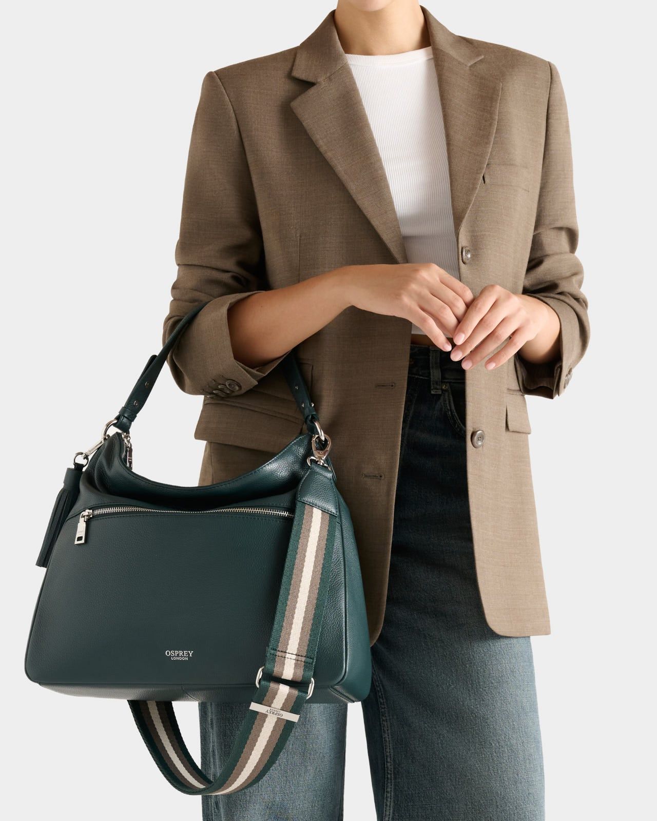 Image number 1 of The Stella Leather Hobo in Forest