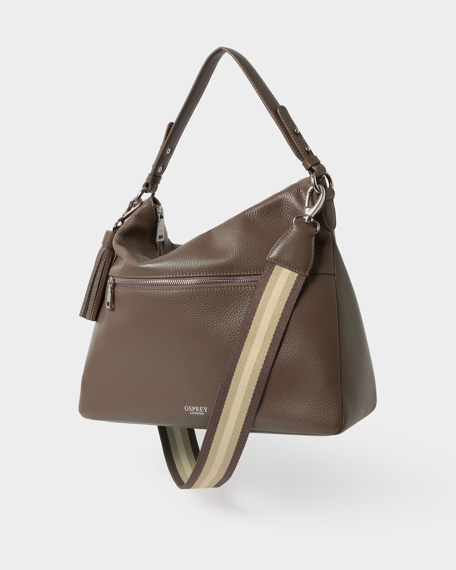 The Stella Leather Hobo in Dark Truffle
