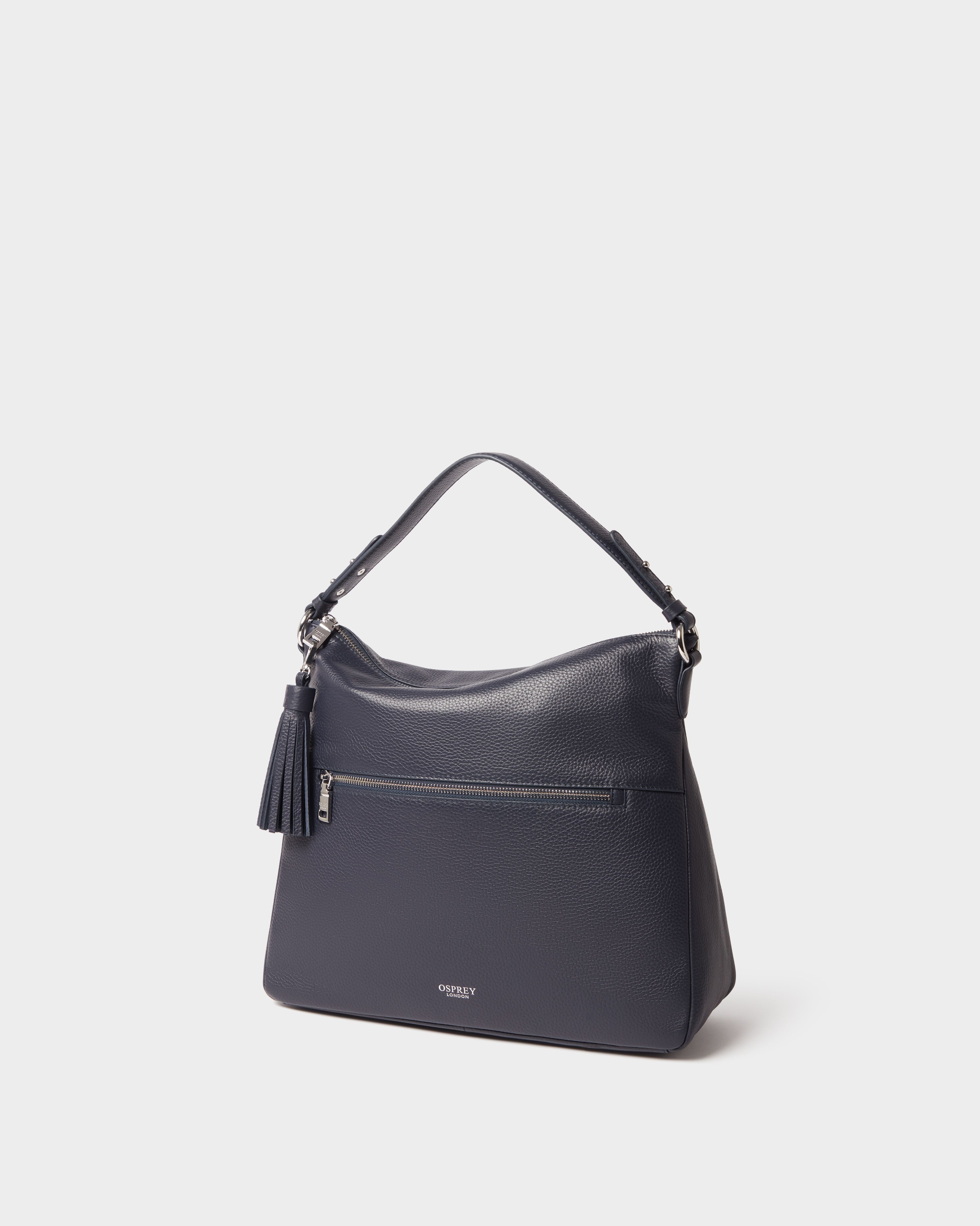 Image number 2 of The Stella Leather Hobo in Navy