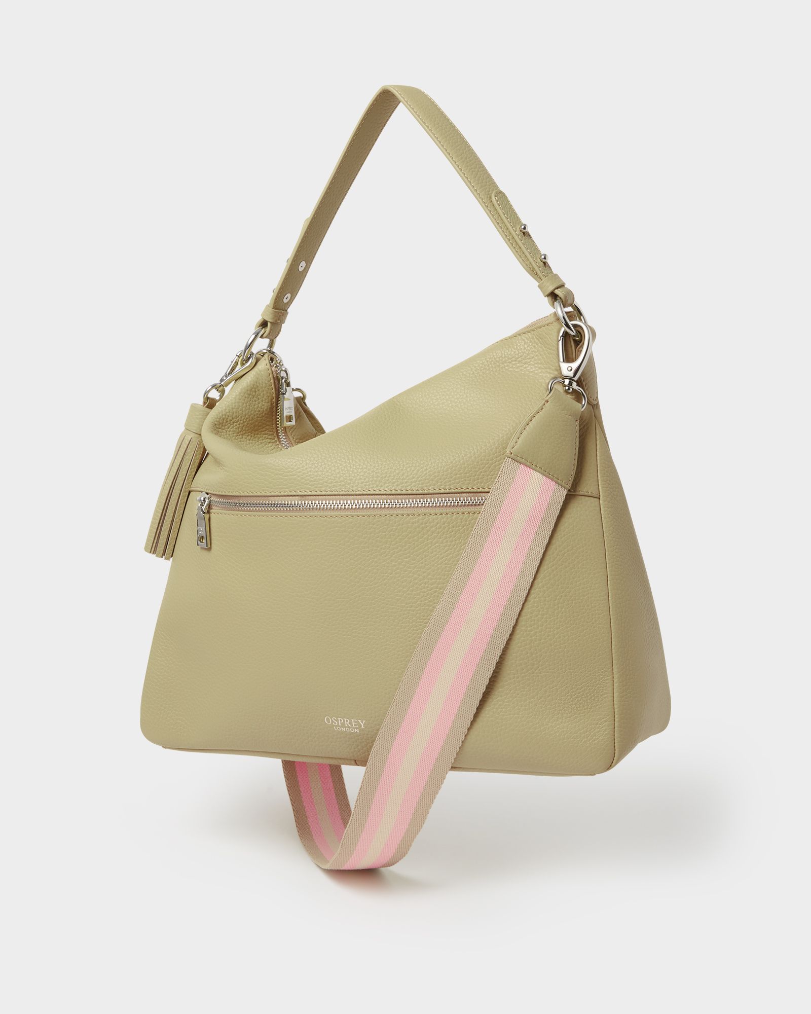 Image number 1 of The Stella Leather Hobo in Light Olive