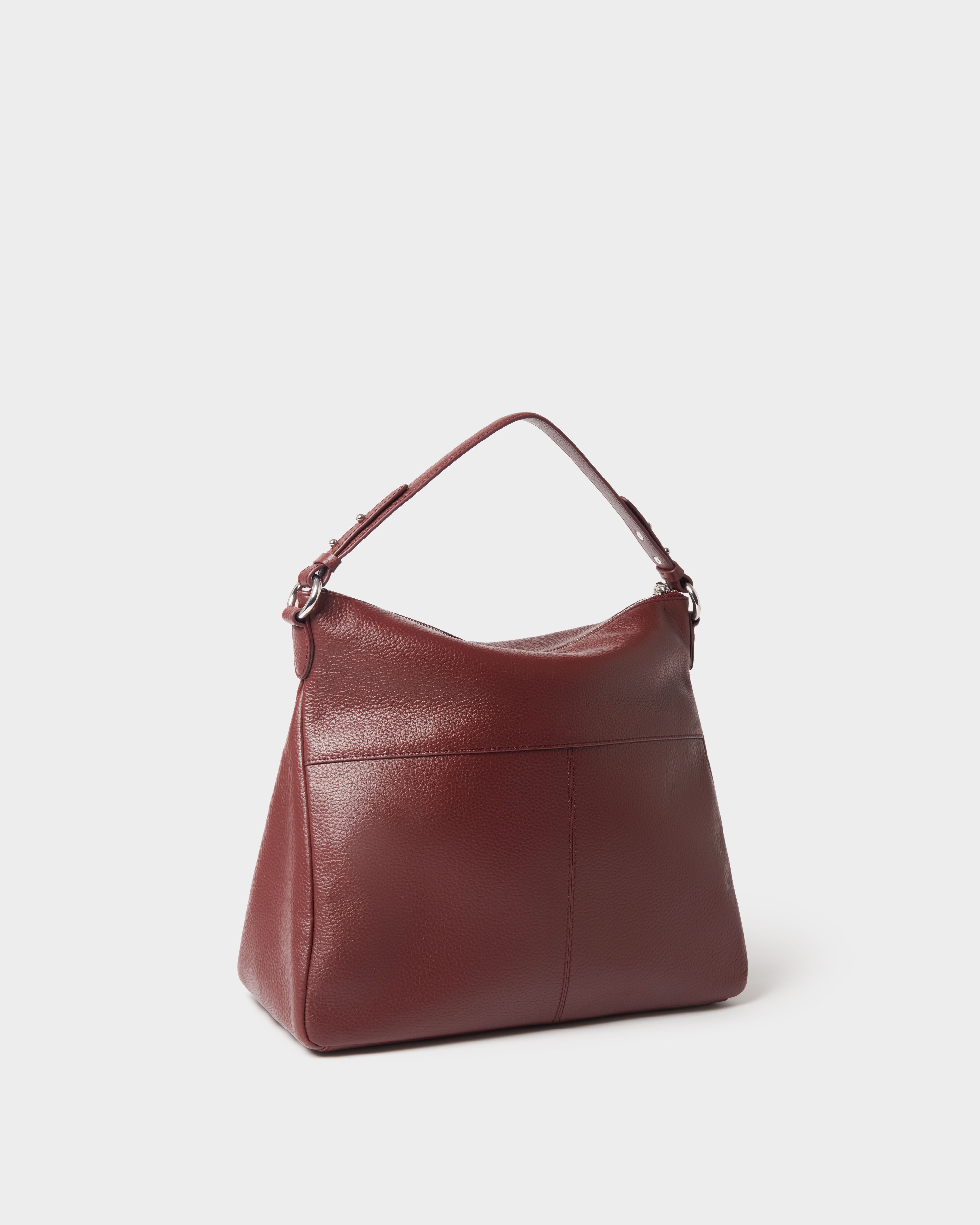 Image number 4 of The Stella Leather Hobo in Merlot