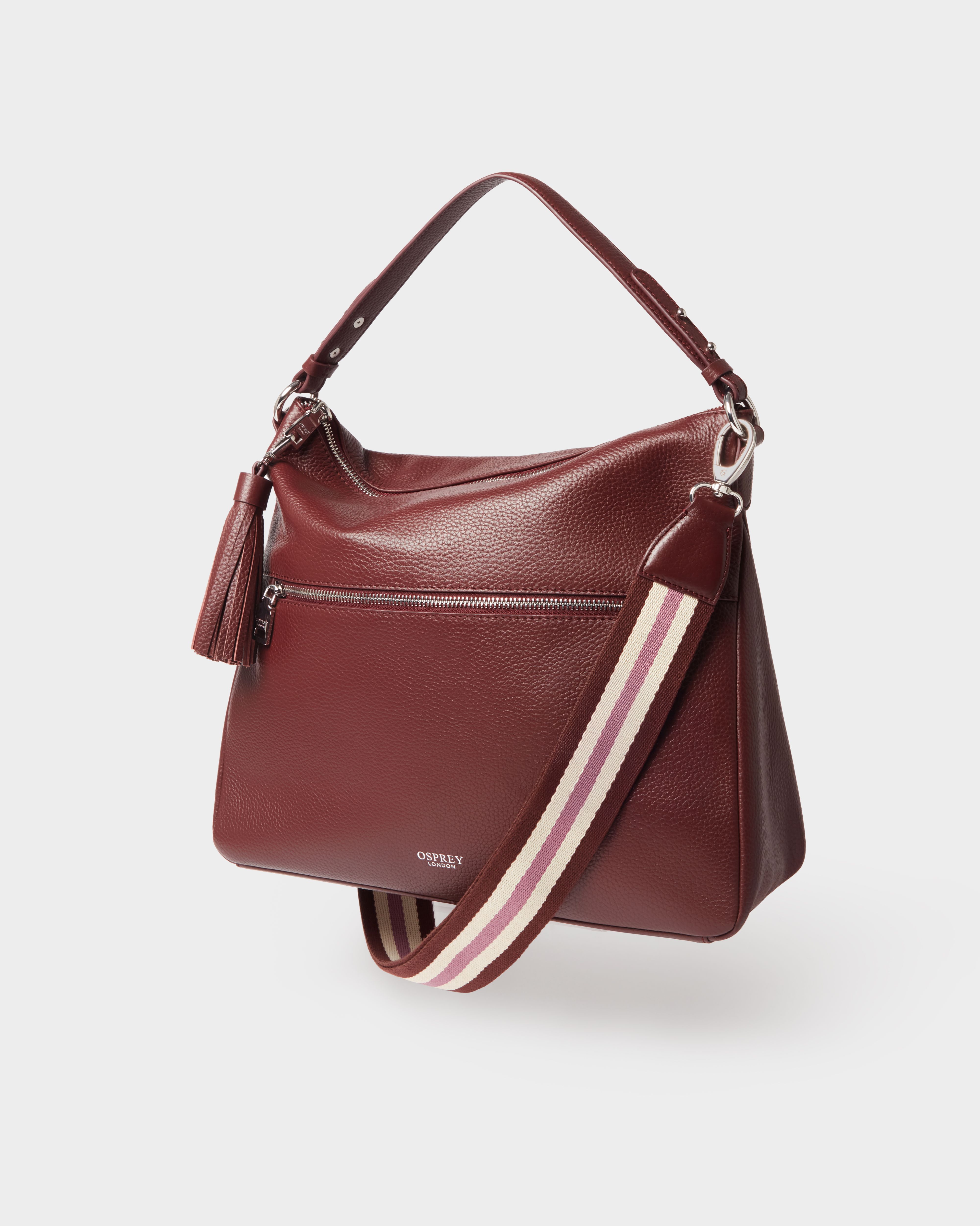 Image number 1 of The Stella Leather Hobo in Merlot