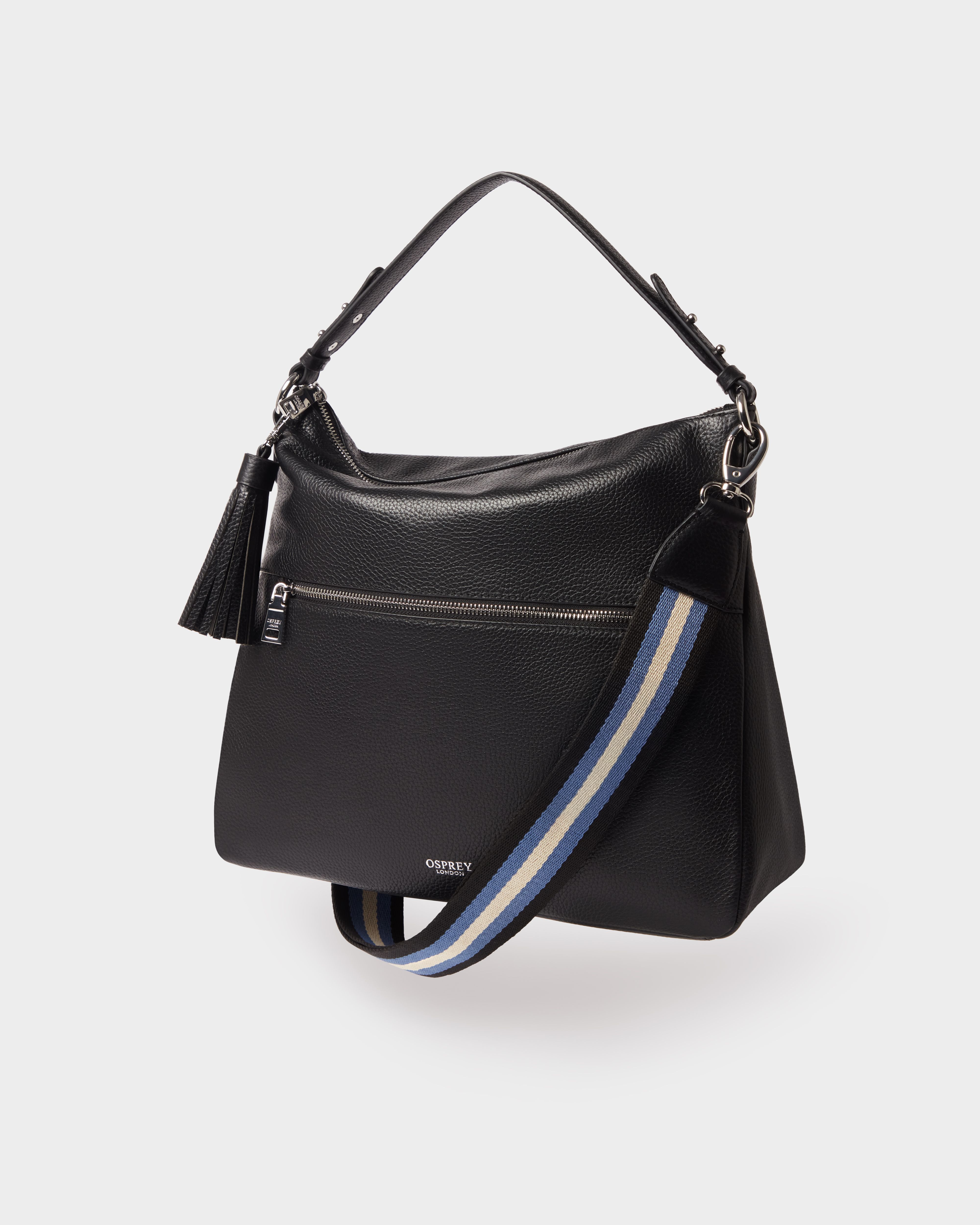 Image number 1 of The Stella Leather Hobo in Black
