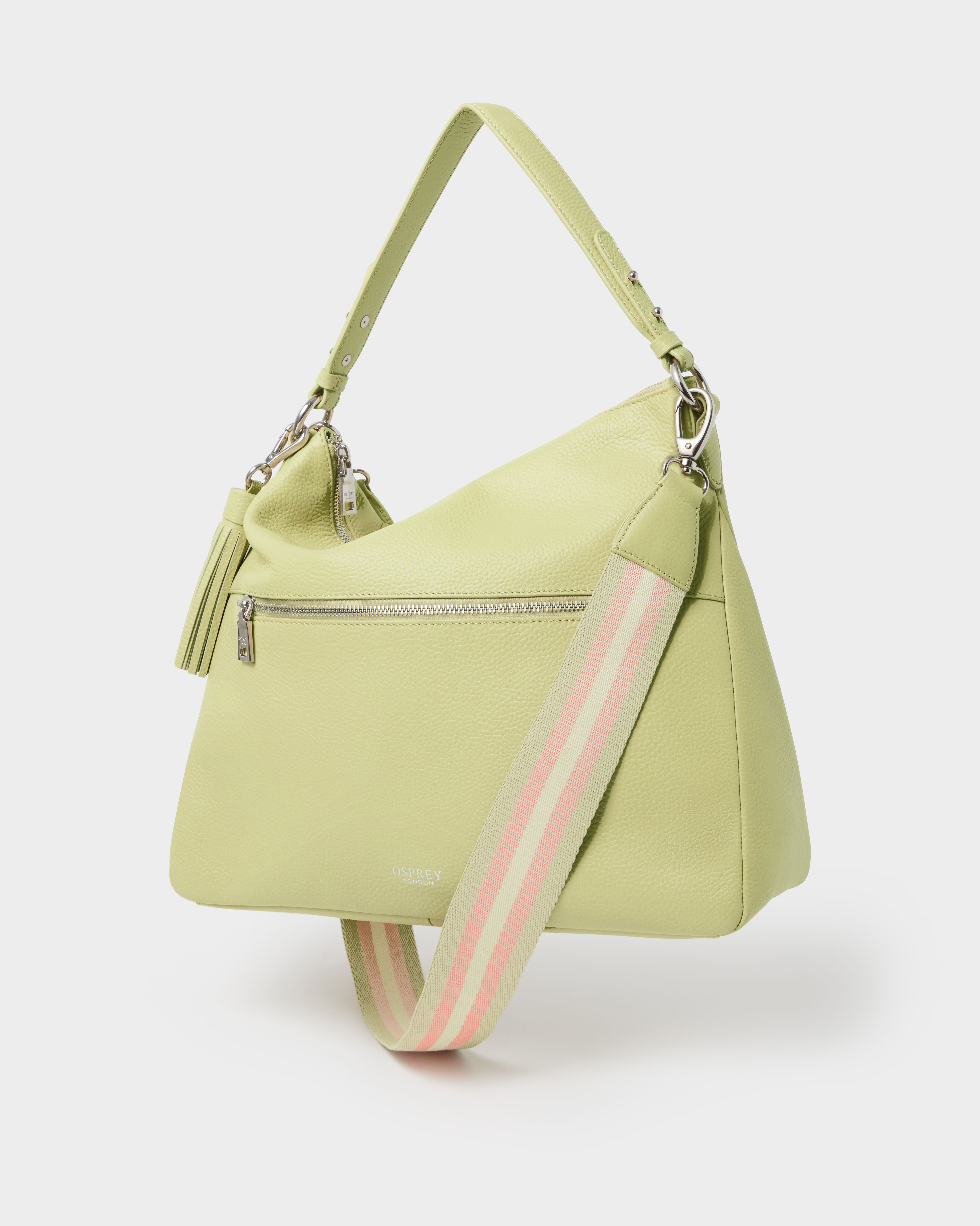 Image number 1 of The Stella Leather Hobo in Light Olive
