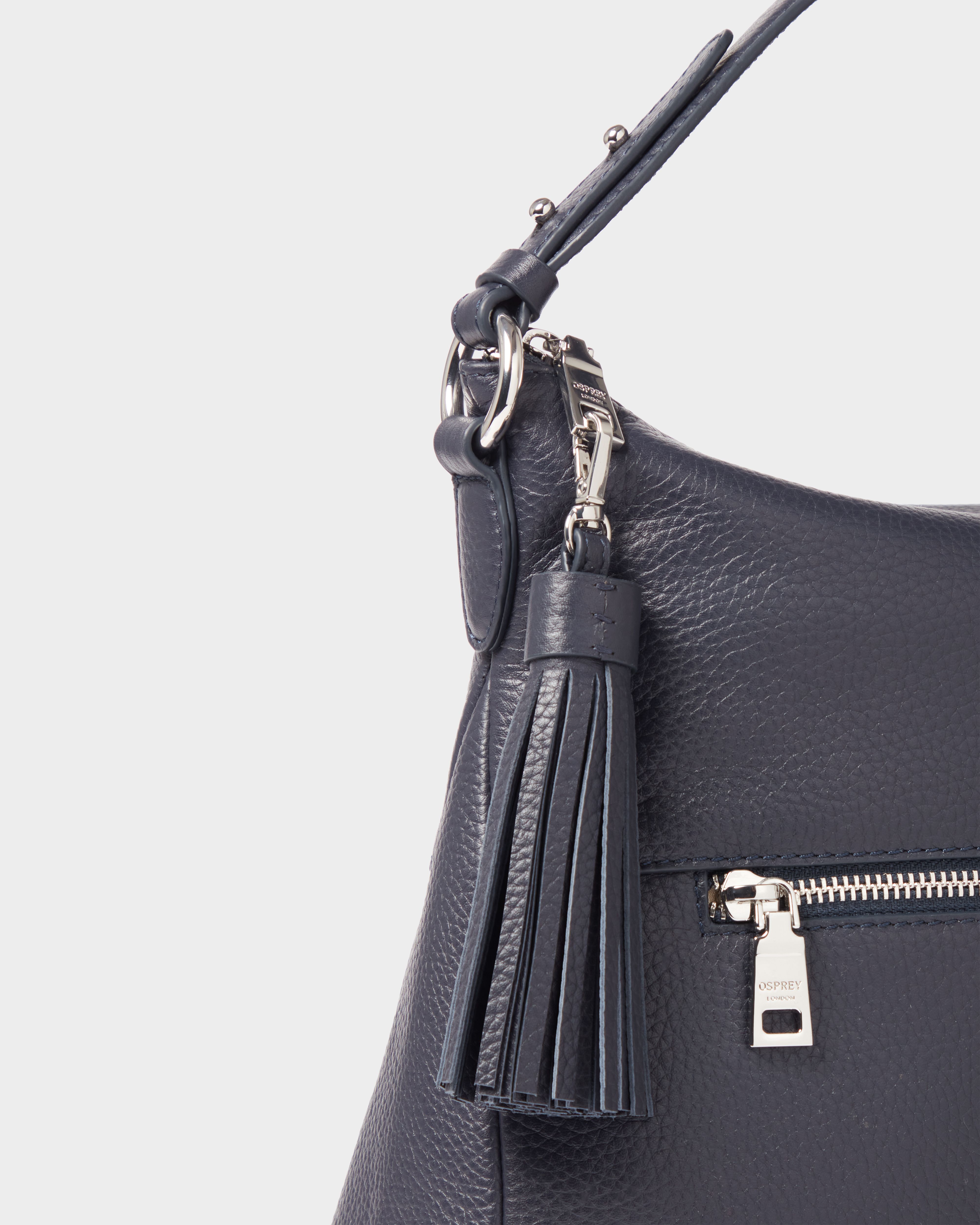 Image number 5 of The Stella Leather Hobo in Navy