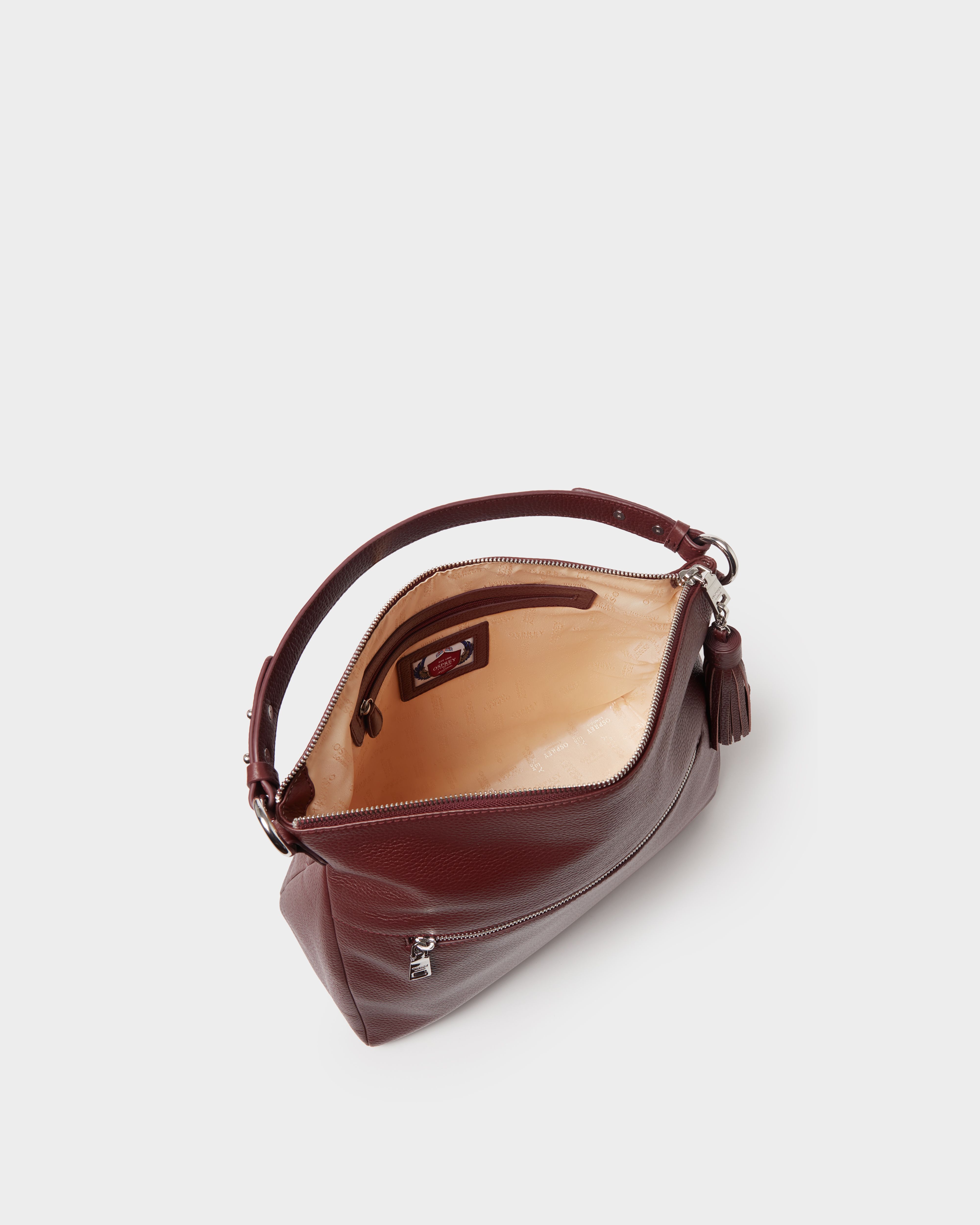 Image number 3 of The Stella Leather Hobo in Merlot