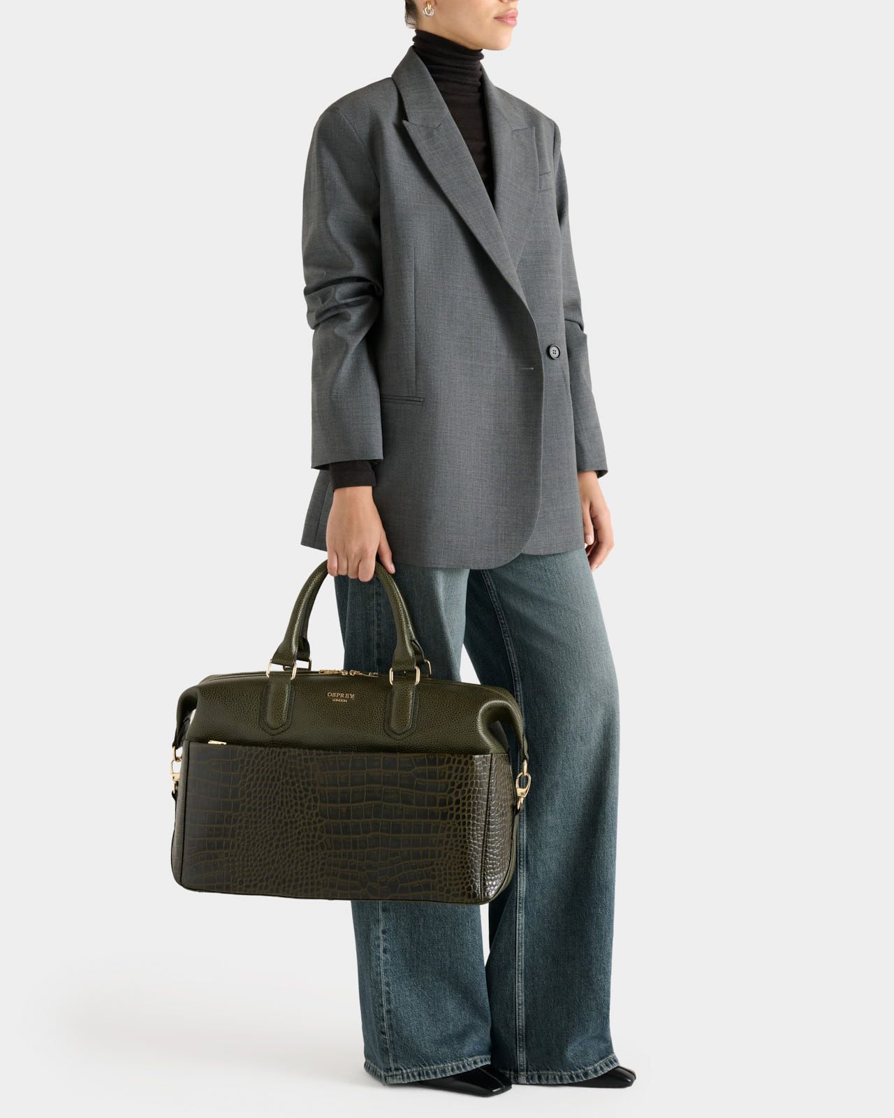 Image number 1 of The Kellie Leather Weekender in Dark Olive