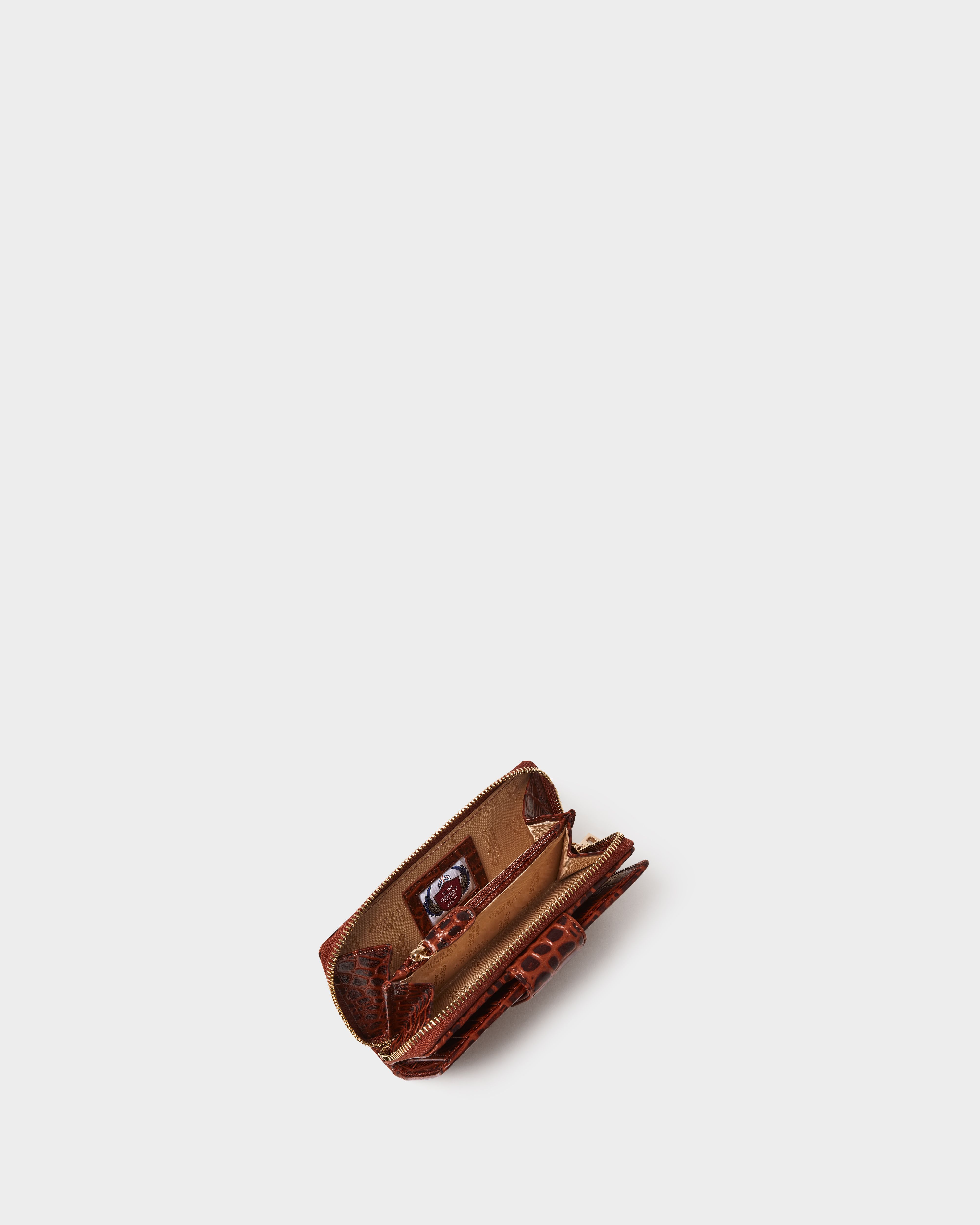Image number 4 of The Carla Leather Zip Around Purse in Brandy