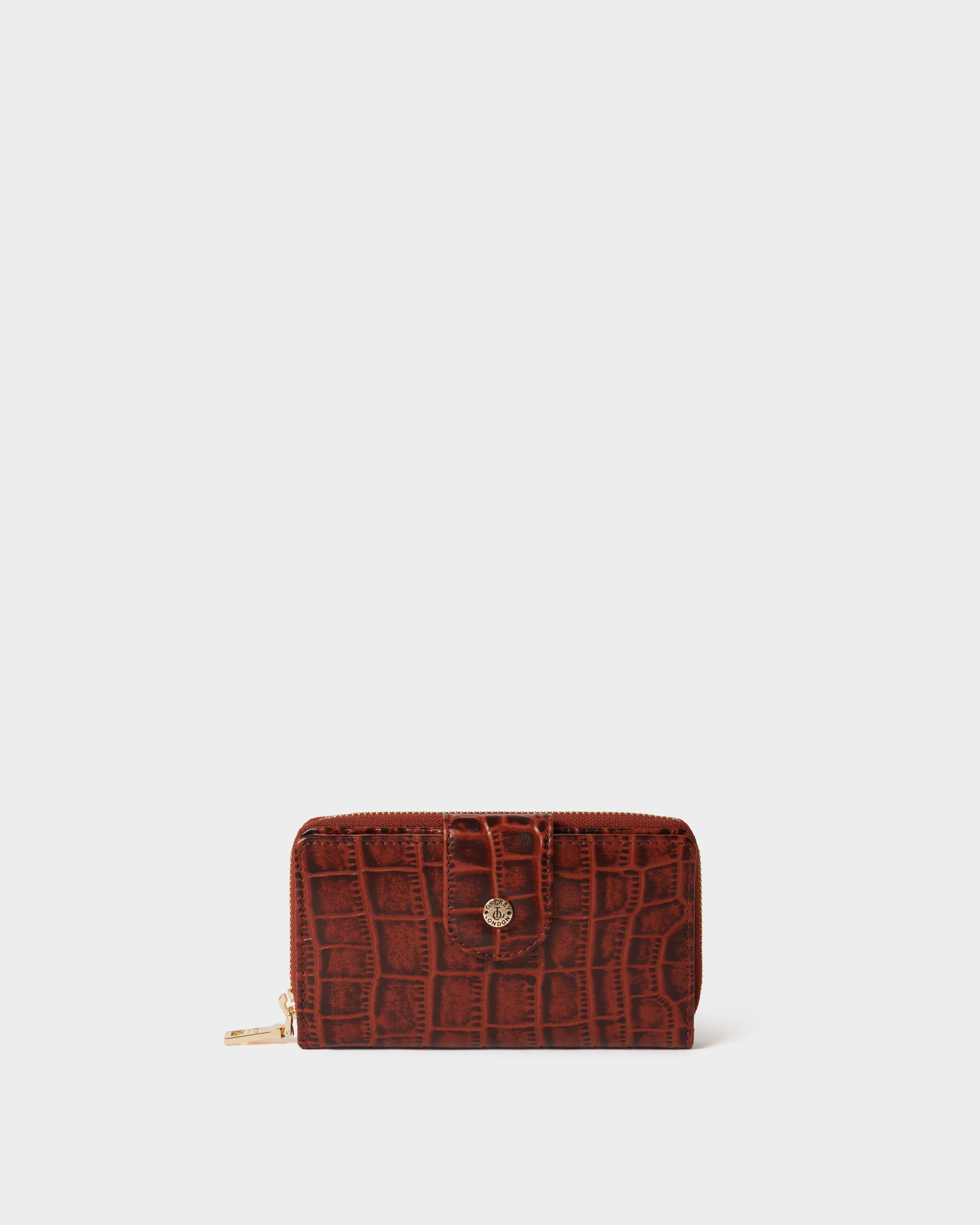Image number 1 of The Carla Leather Zip Around Purse in Brandy