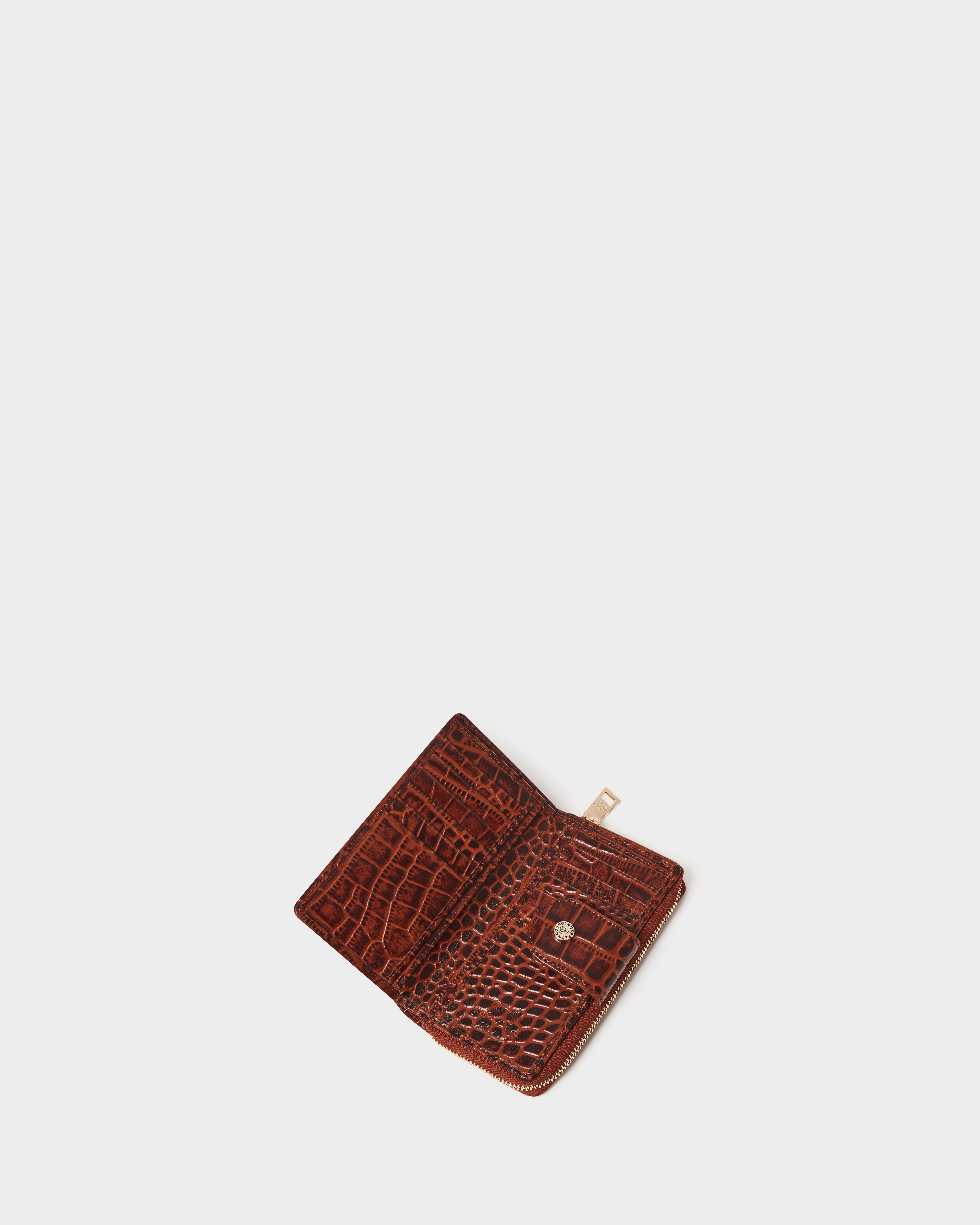 Image number 3 of The Carla Leather Zip Around Purse in Brandy
