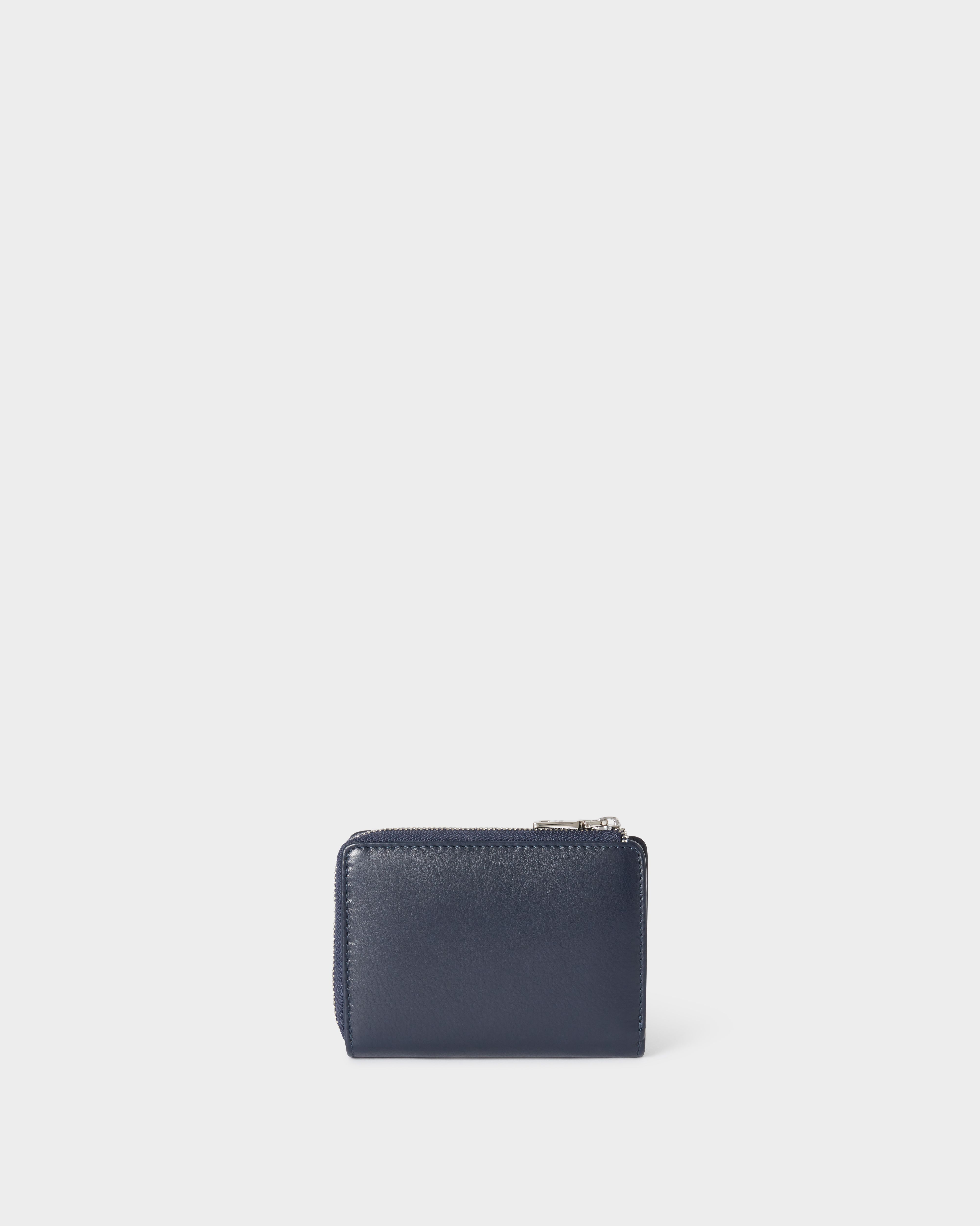Image number 6 of The Kelso Leather Mini Zip Around Purse in Navy