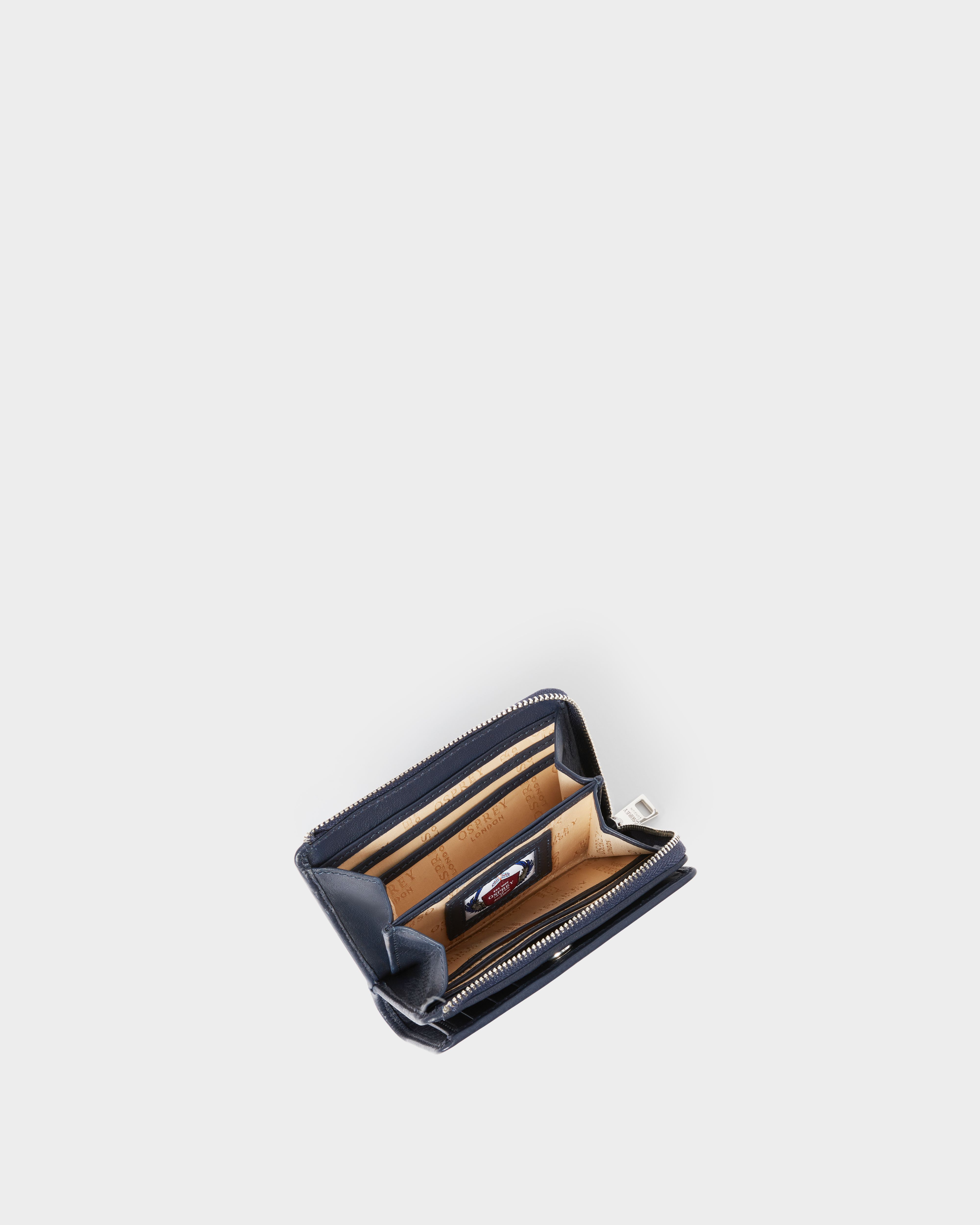 Image number 4 of The Kelso Leather Mini Zip Around Purse in Navy