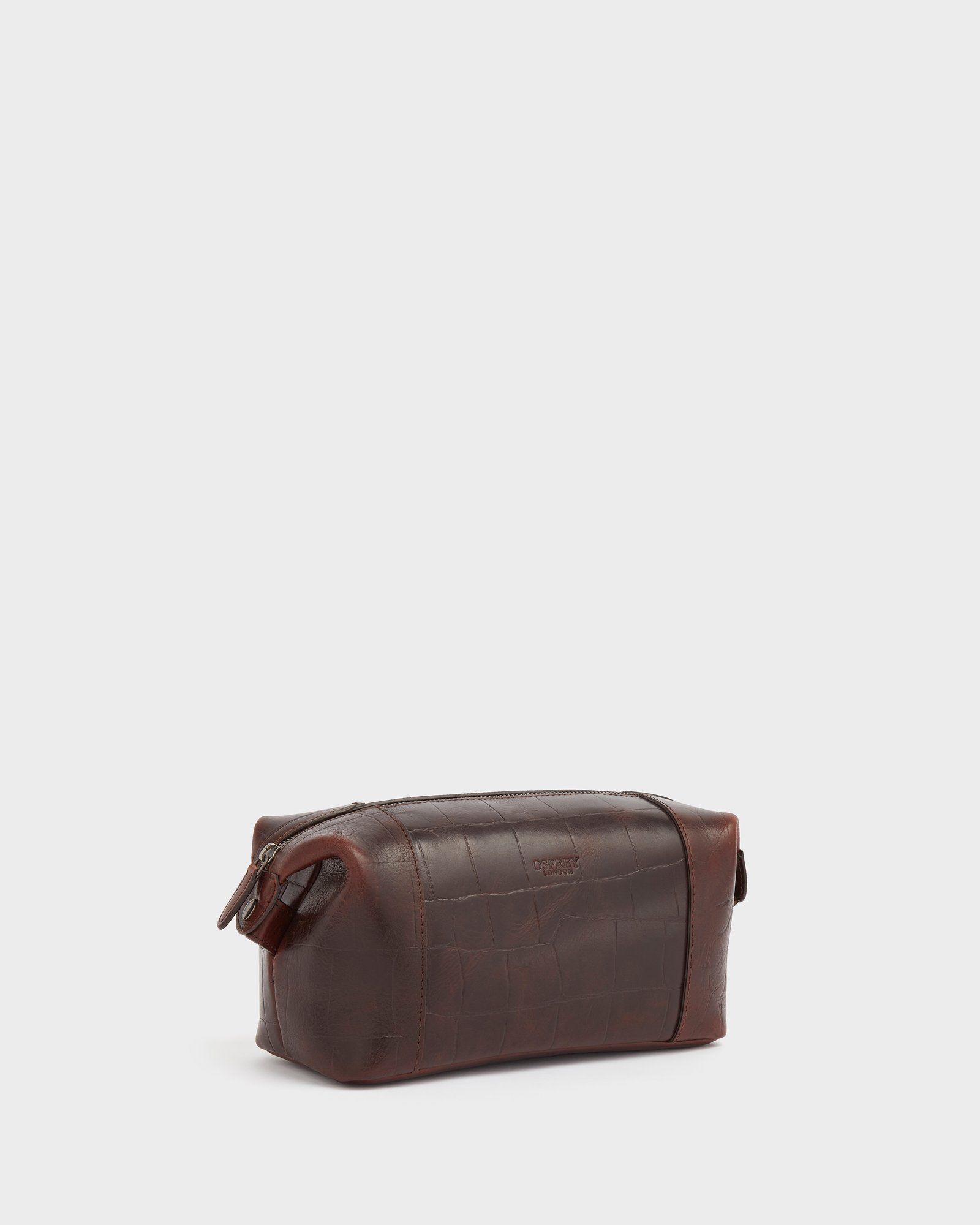 The Brixton Leather Washbag in Cognac