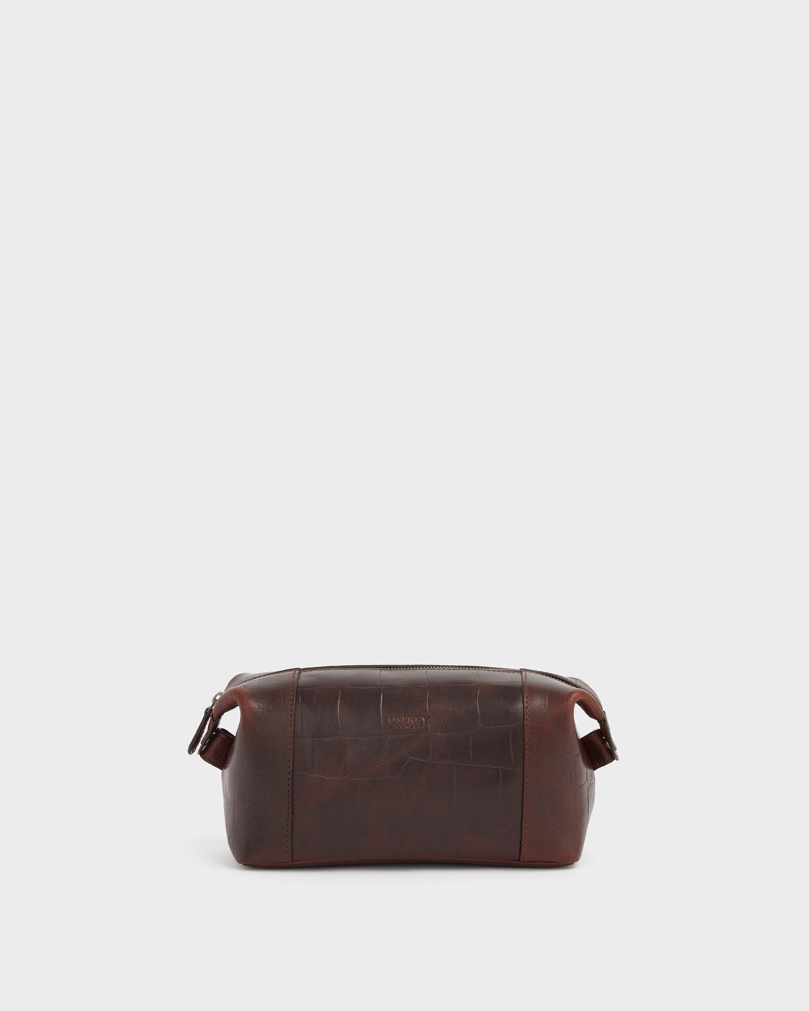The Brixton Leather Washbag in Cognac