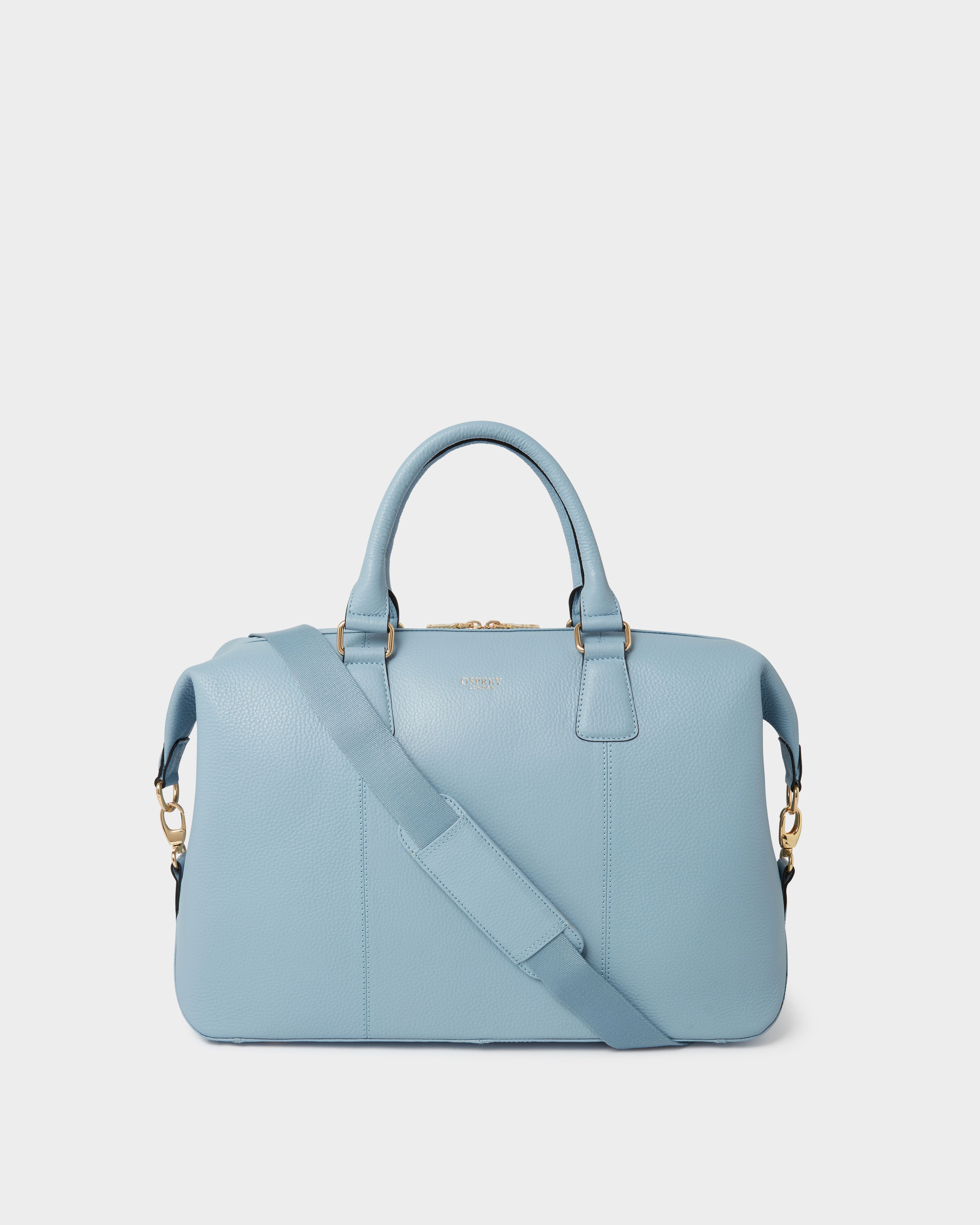 Image number 1 of The Adaline Leather Weekender in Celestial Blue
