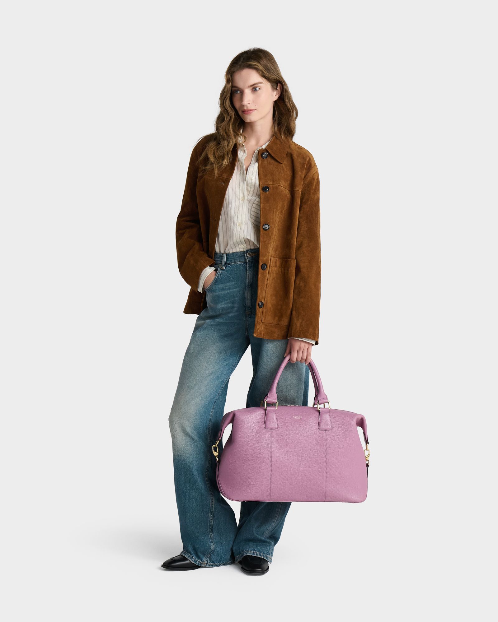 The Adaline Leather Weekender in Heather