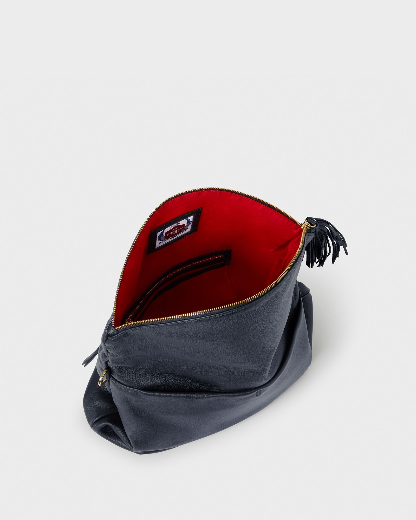 Image number 3 of The Milano Large Italian Leather Crossbody in Navy