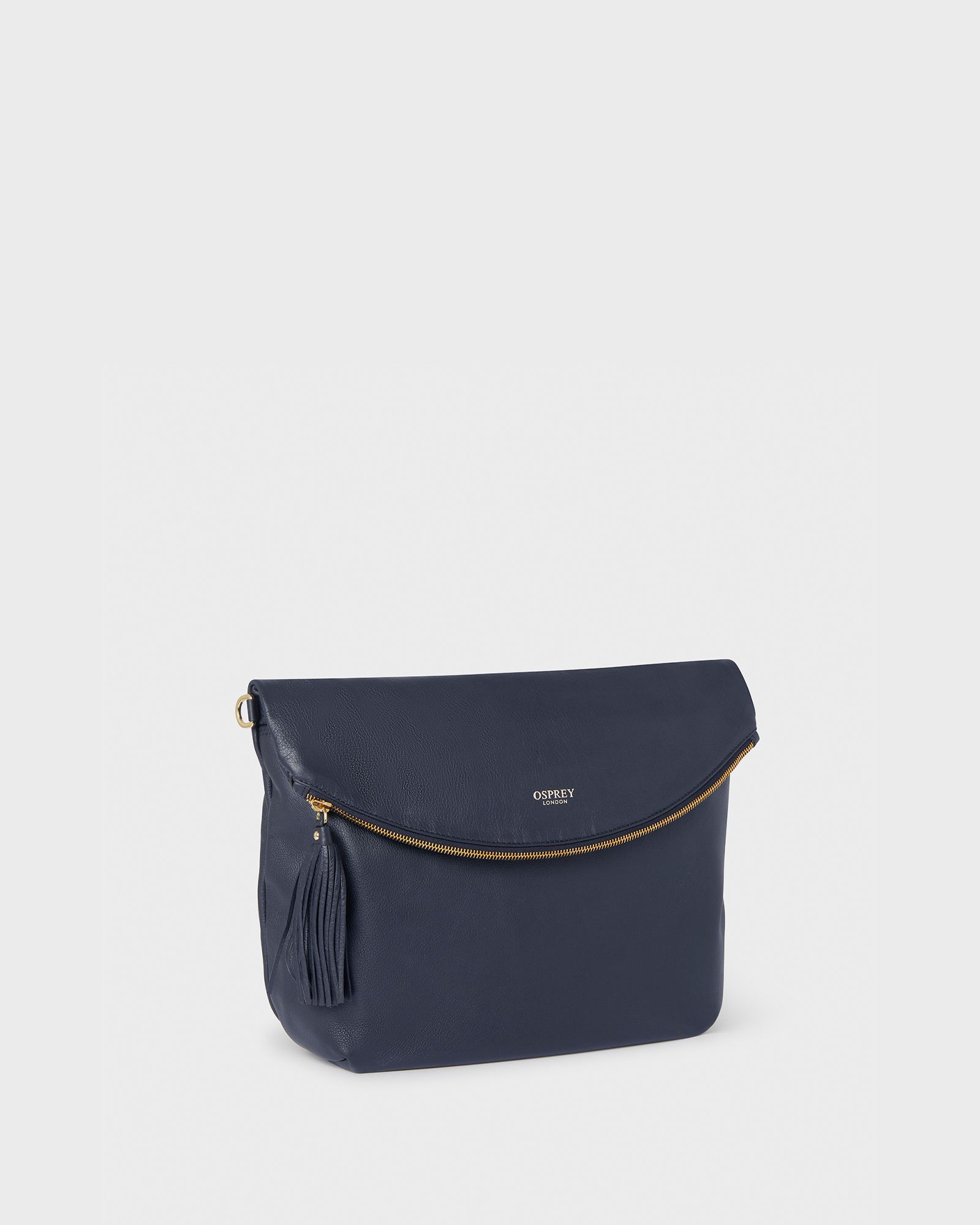 Image number 2 of The Milano Large Italian Leather Crossbody in Navy