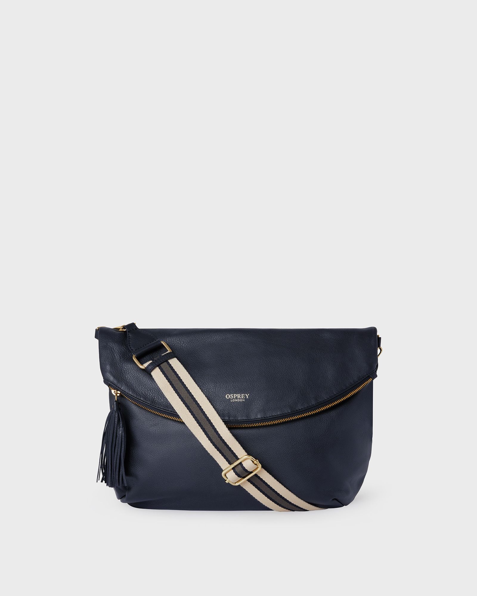 The Milano Large Italian Leather Crossbody in Navy