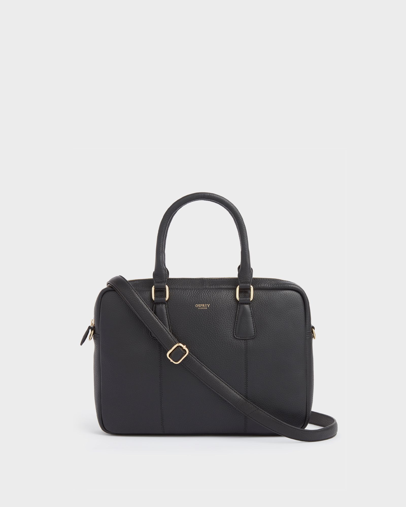 The Adaline Leather Laptop Bag in Black Black