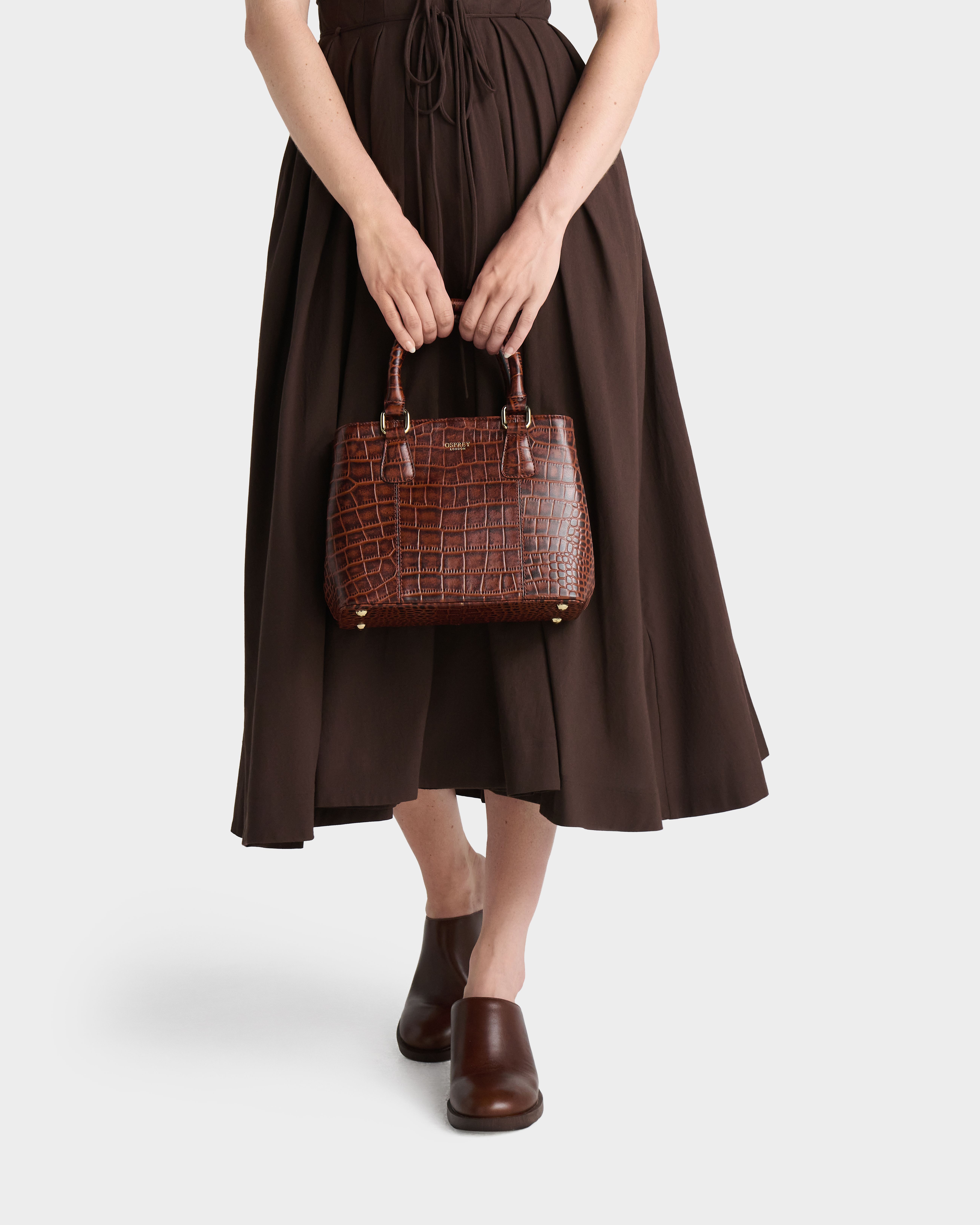 Image number 1 of The Adaline Mini Leather Grab Bag in Brandy