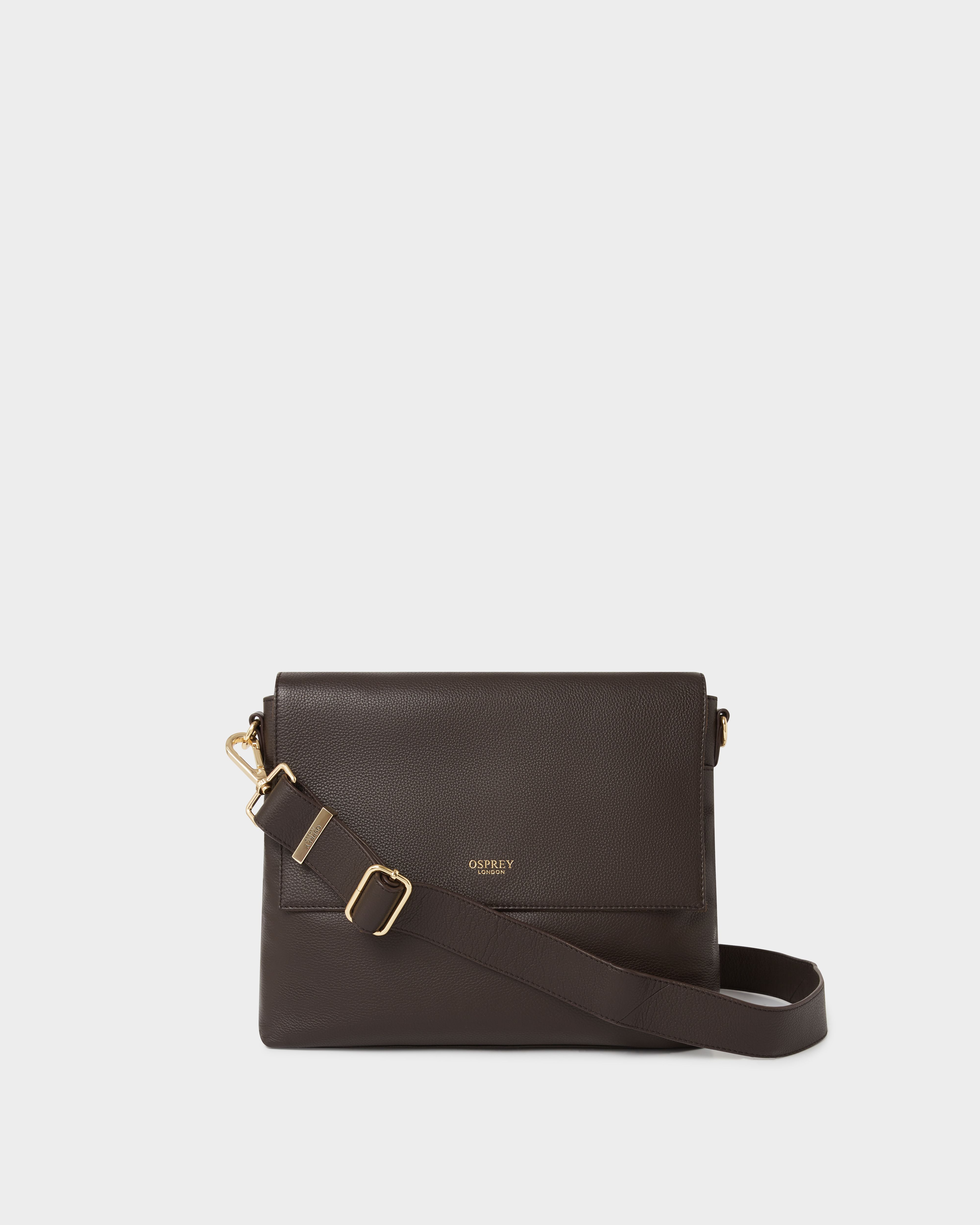 Image number 1 of The Runner Leather Crossbody in Chocolate