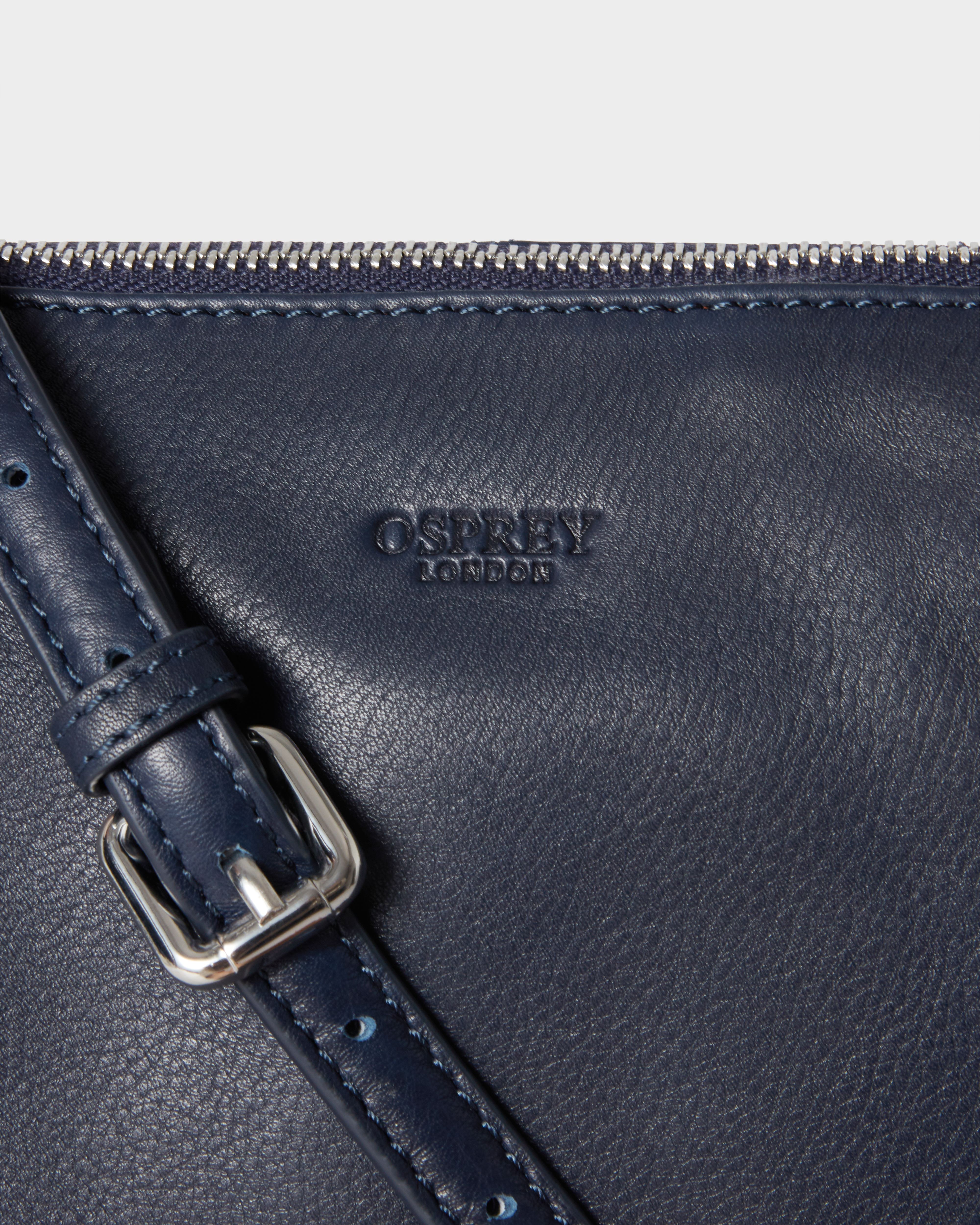 Image number 5 of The Kelso Leather Cross-Body in Navy