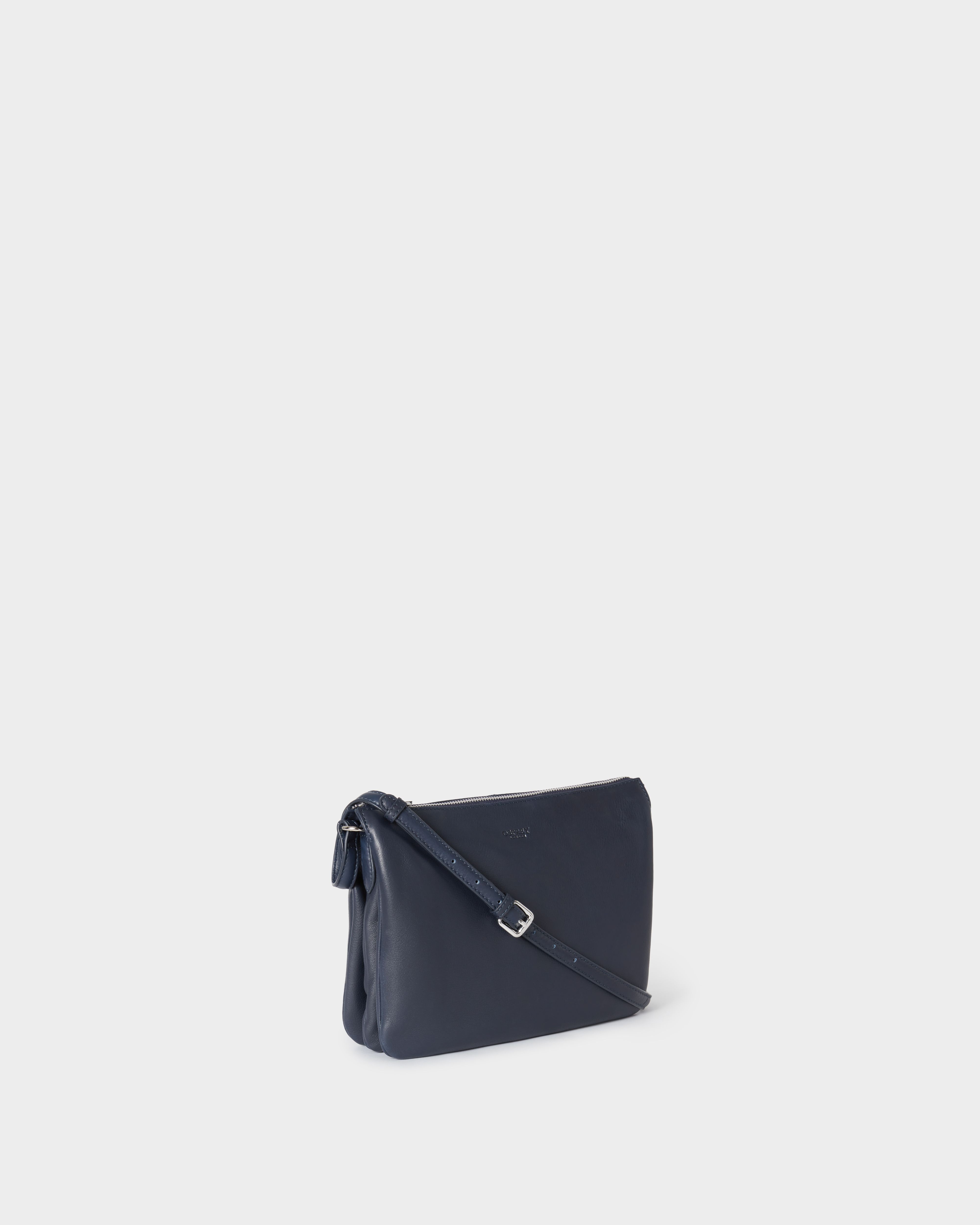 Image number 2 of The Kelso Leather Cross-Body in Navy