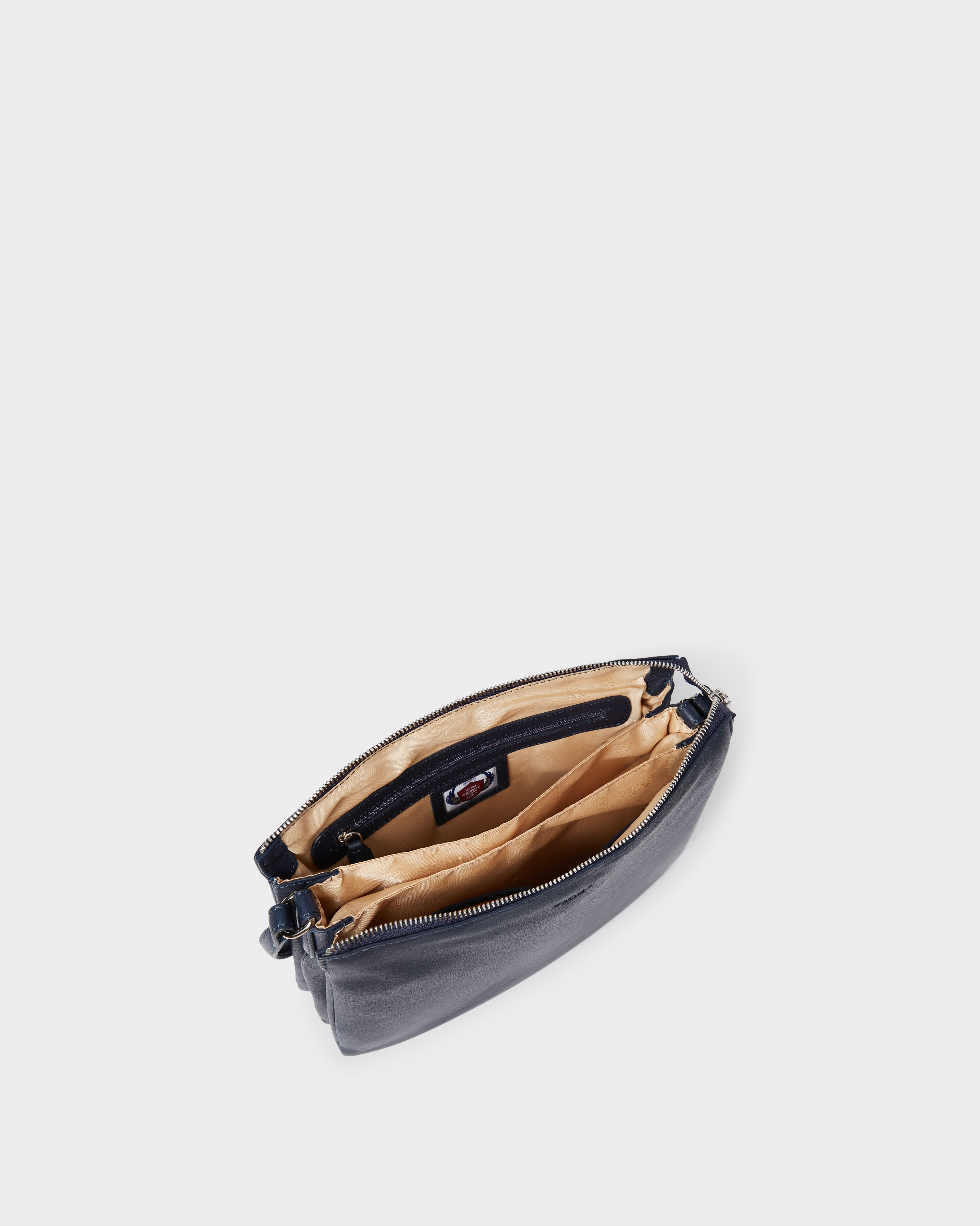 Image number 3 of The Kelso Leather Cross-Body in Navy