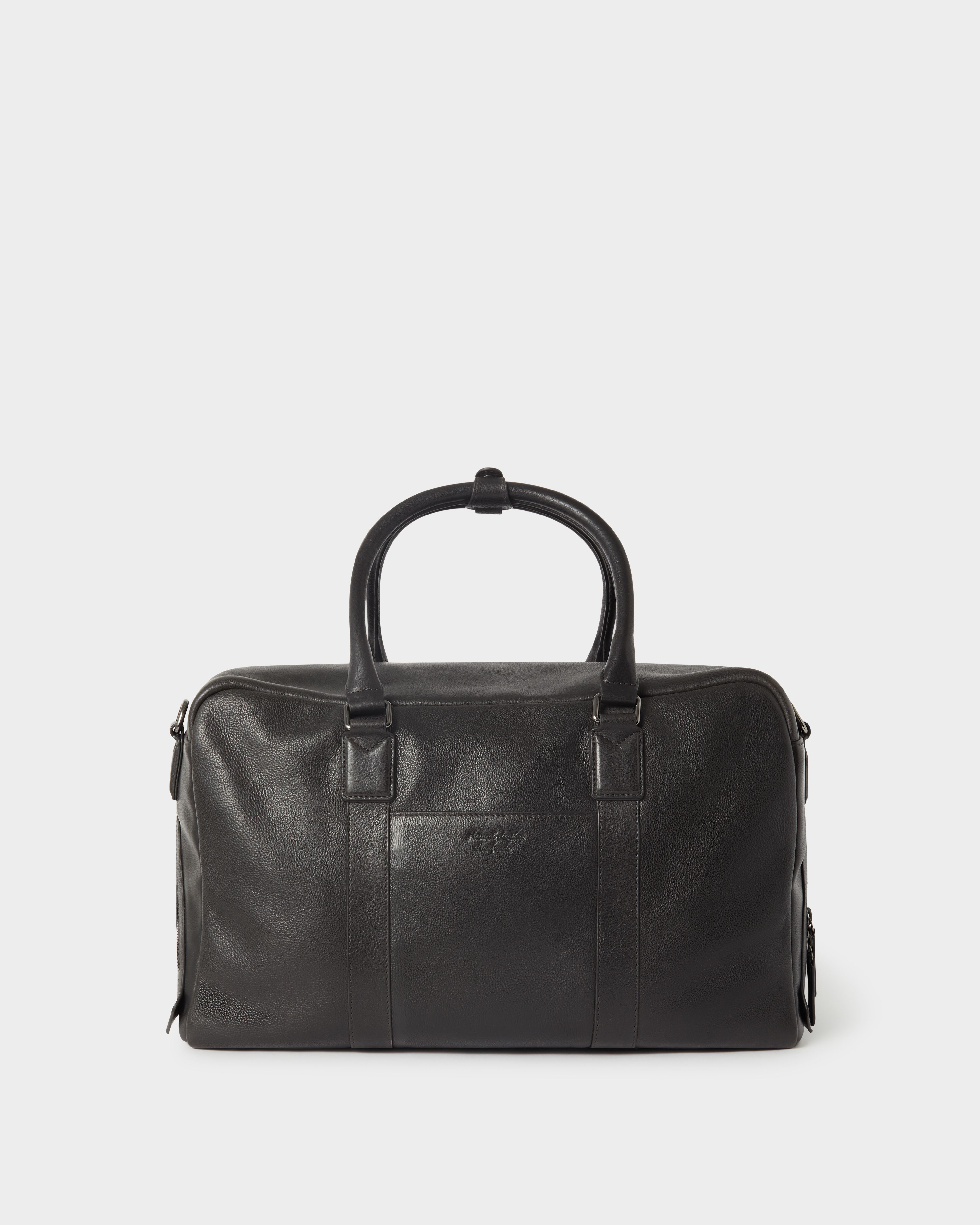 Image number 5 of The Compass Leather Weekender Bag in Black
